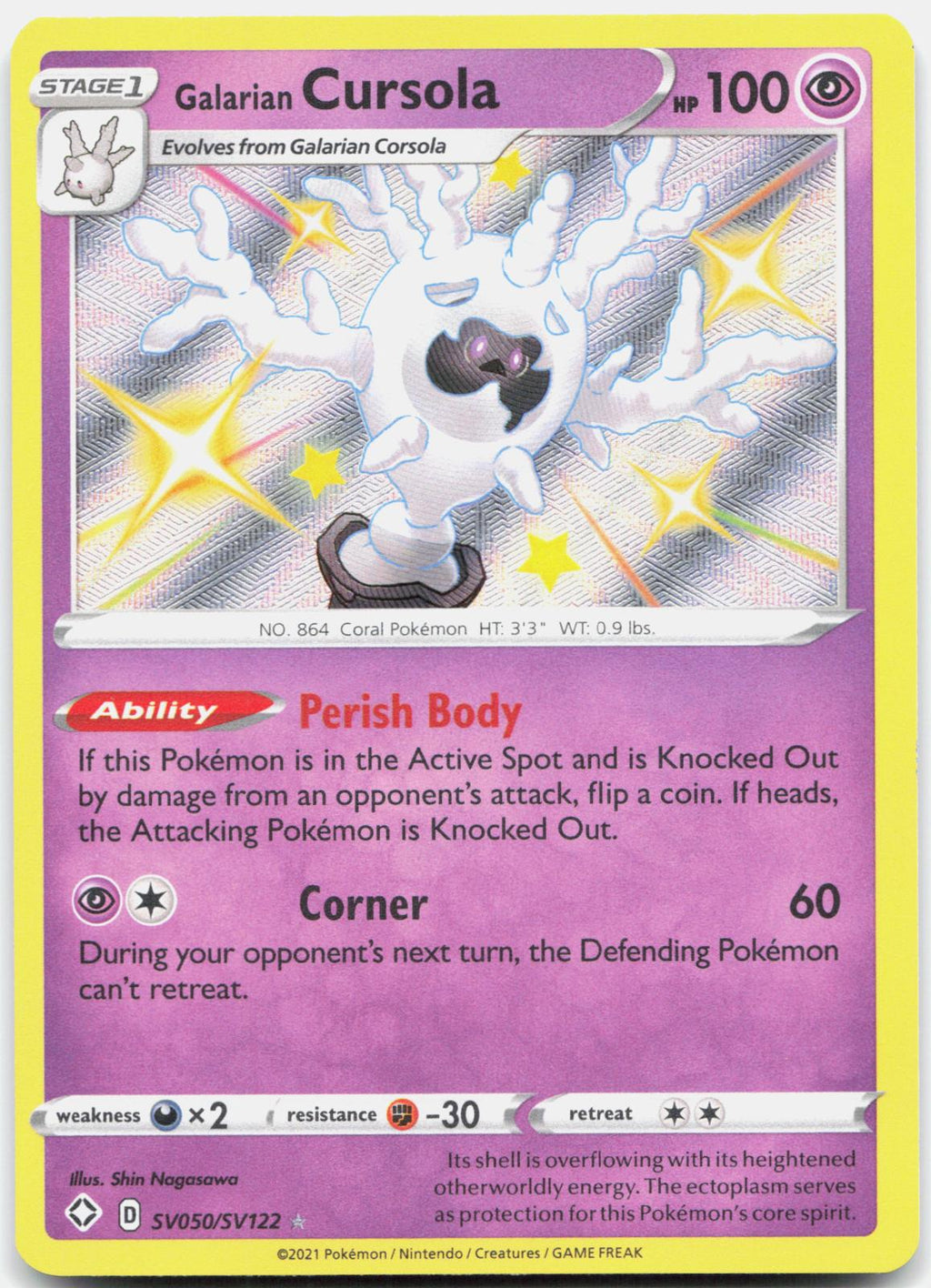 Galarian Cursola SV050/SV122 Shining Fates Shiny Vault Pokemon Holo NM