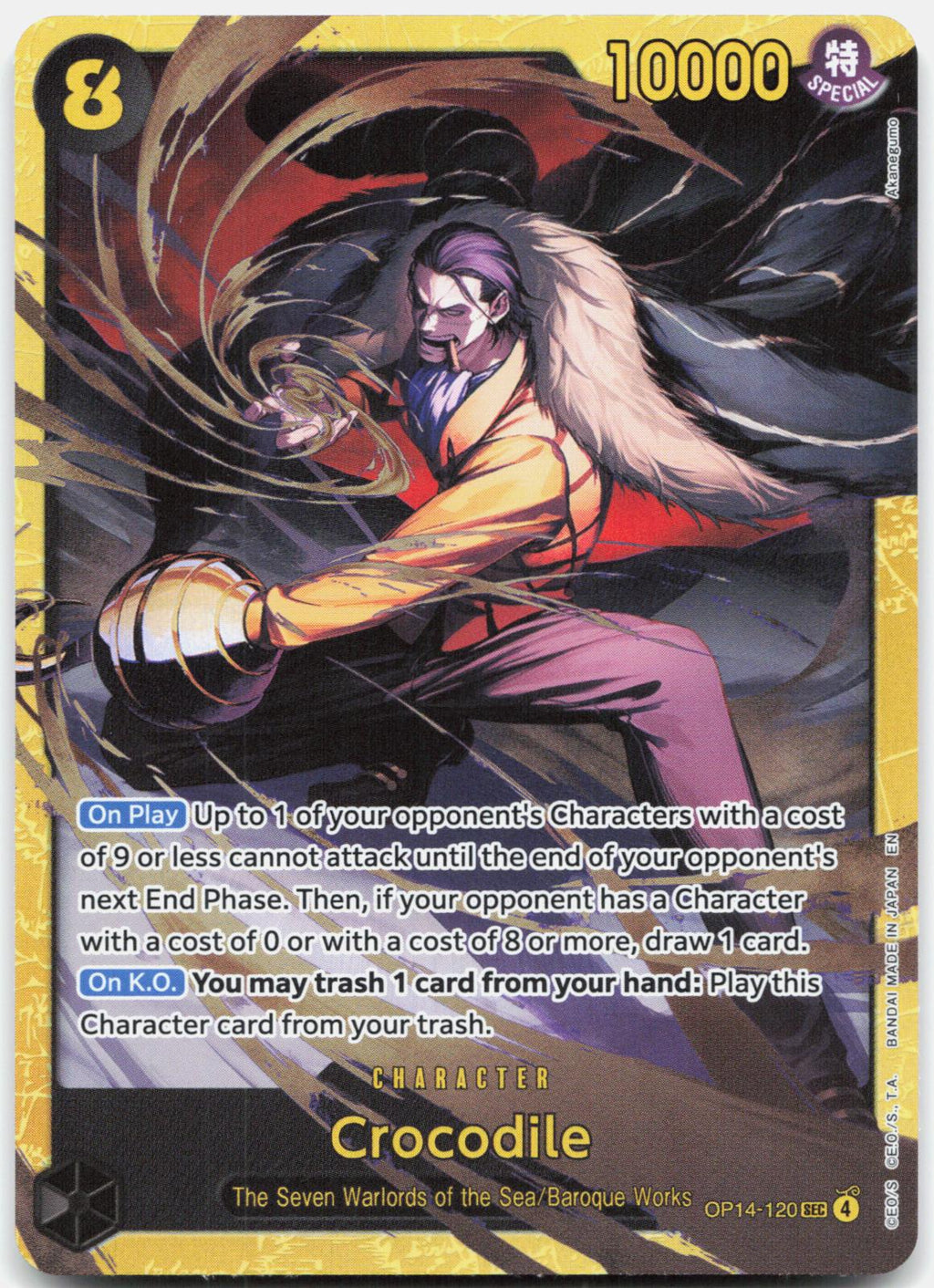 Crocodile OP14-120 Secret Rare The Azure Sea's Seven One Piece Foil Near Mint