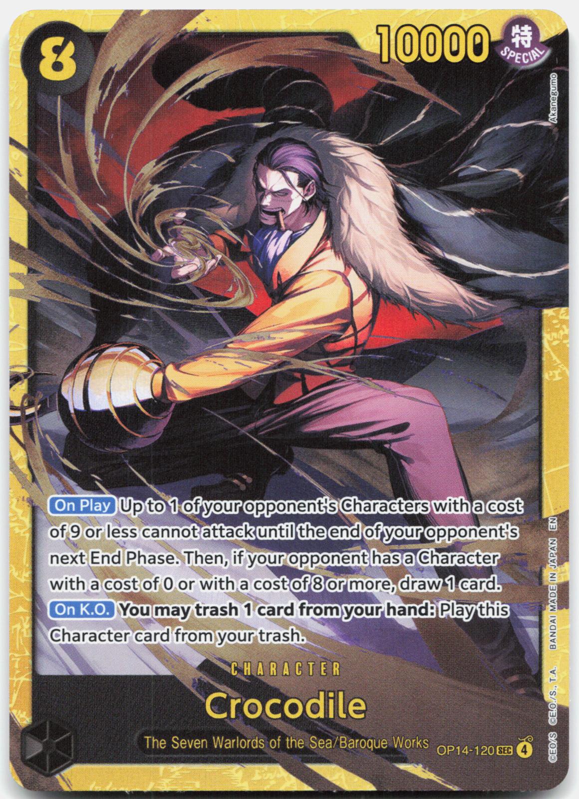 Crocodile OP14-120 Secret Rare The Azure Sea's Seven One Piece Foil Near Mint