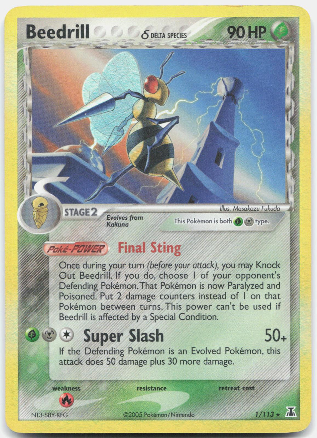 Beedrill 1/113 Rare Delta Species Pokemon Reverse Holo Heavily Played