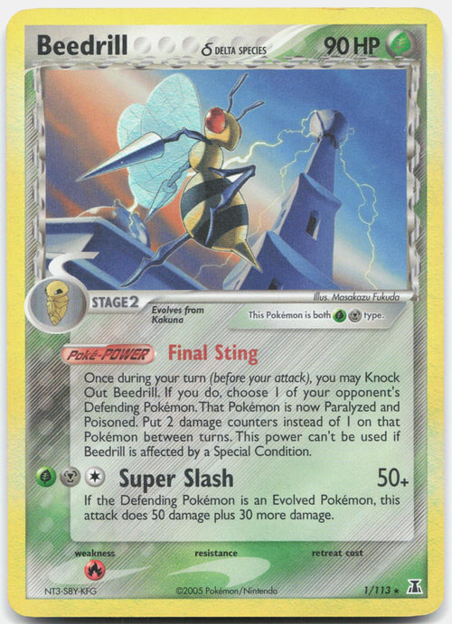 Beedrill 1/113 Rare Delta Species Pokemon Reverse Holo Heavily Played