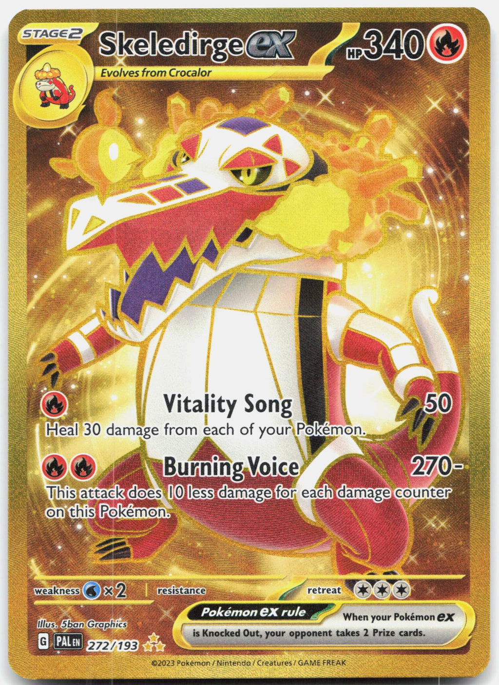 Skeledirge ex 272/193 Hyper Rare Paldea Evolved Pokemon Holo Near Mint