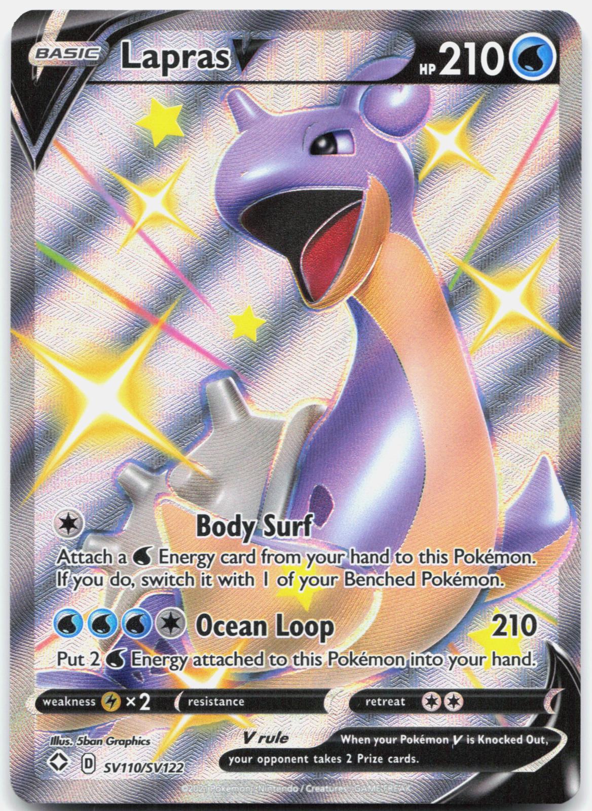 Lapras V SV110/SV122 Holo V Rare Shining Fates Shiny Vault Pokemon Near Mint