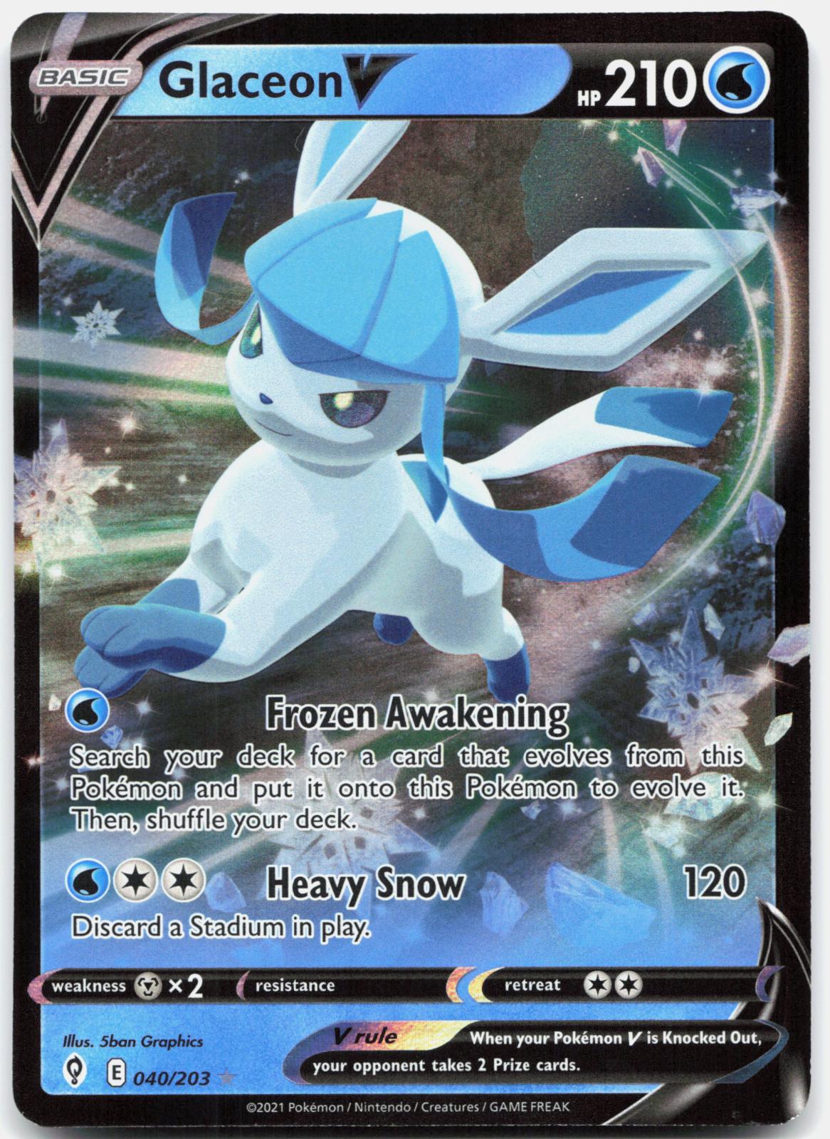 Glaceon V 040/203 Holo V Rare Evolving Skies Pokemon Near Mint