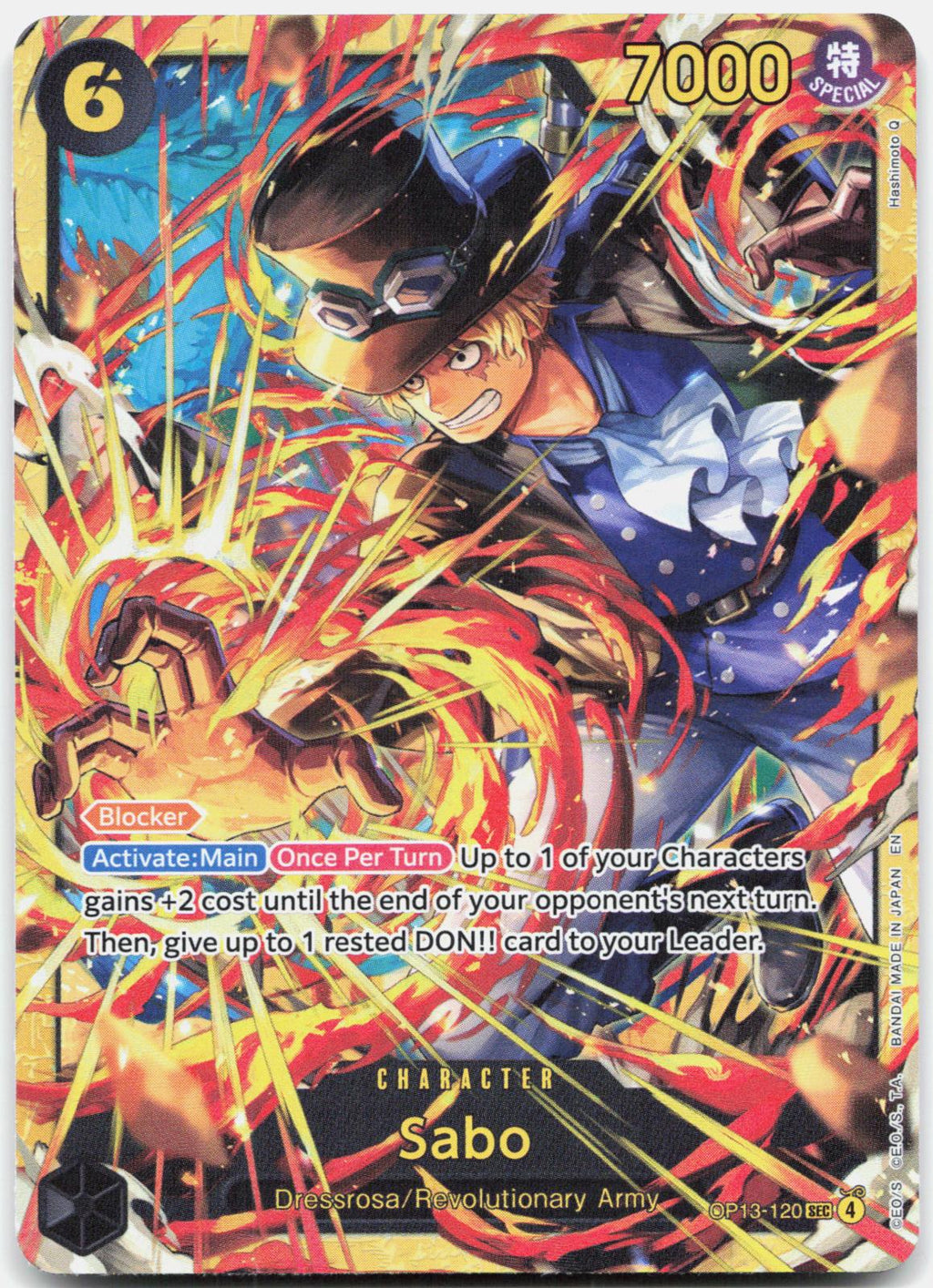 Sabo (120) OP13-120 Secret Rare Carrying On His Will One Piece Foil Near Mint