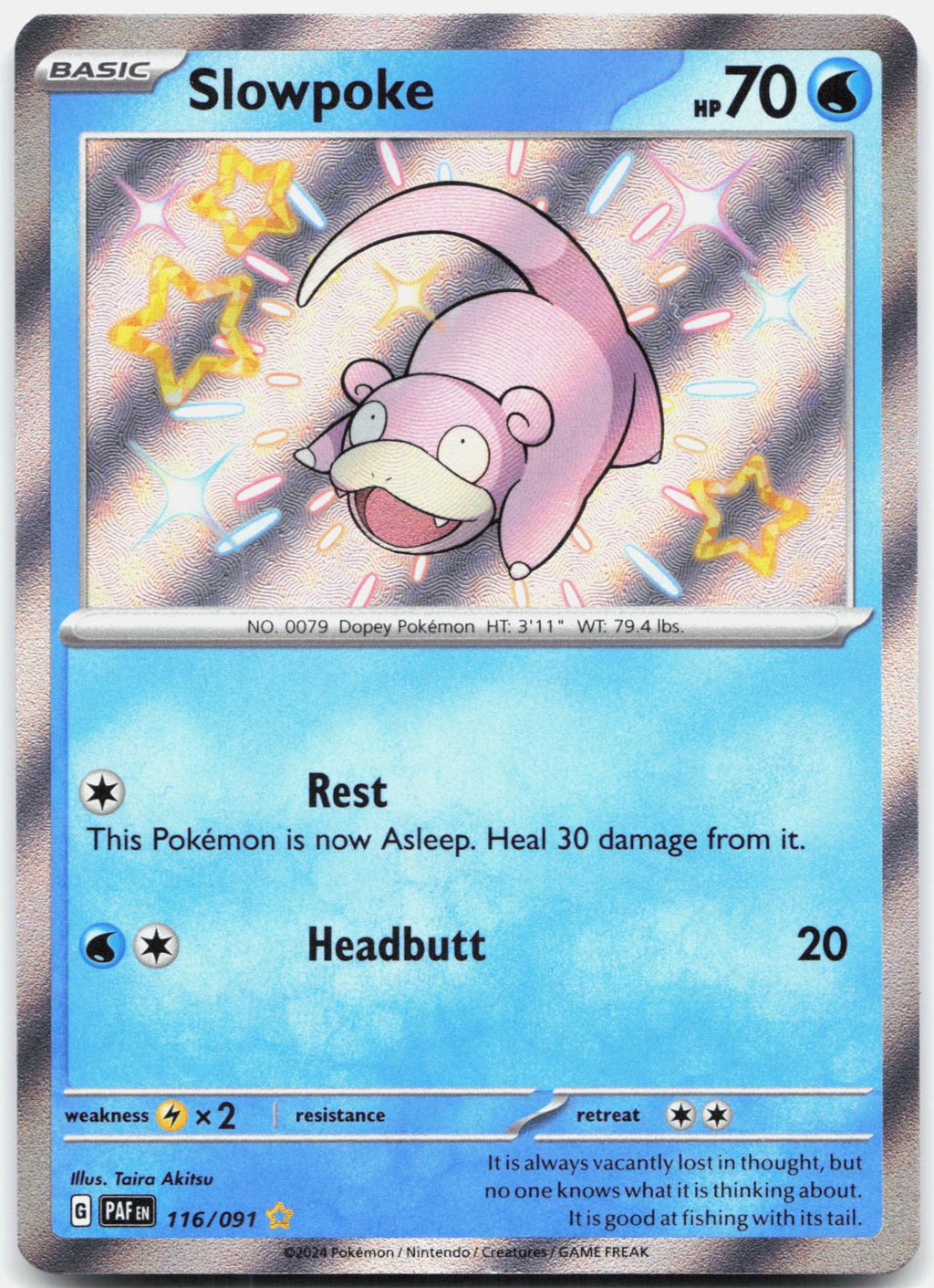 Slowpoke 116/091 Shiny Rare Paldean Fates Pokemon Holo Near Mint