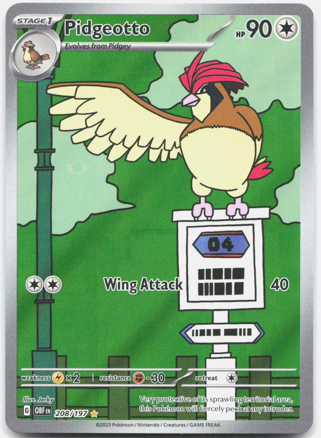 Pidgeotto 208/197 Illustration Rare Obsidian Flames Pokemon Holo Near Mint