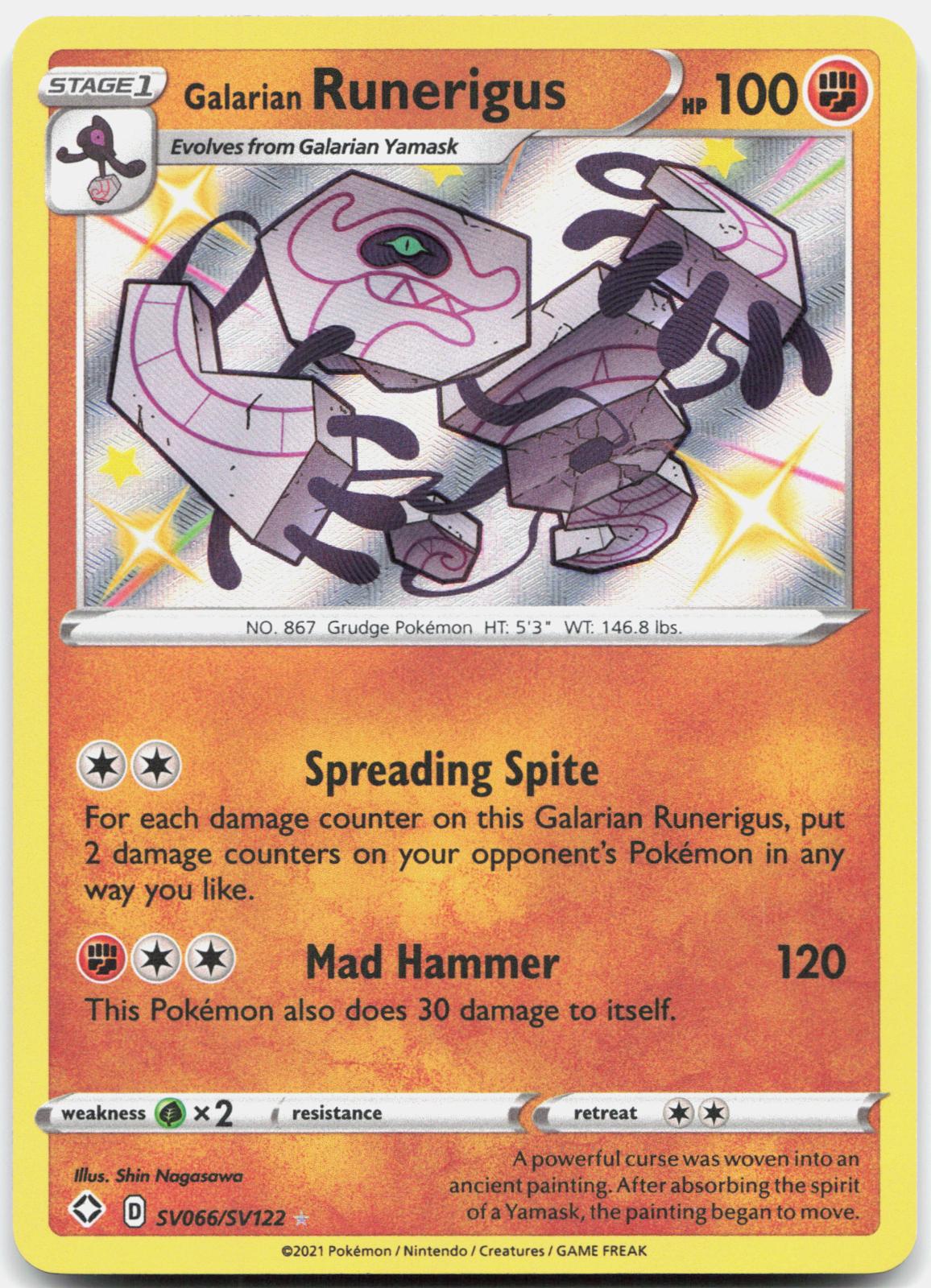 Galarian Runerigus SV066/SV122 Shining Fates Shiny Vault Pokemon Holo NM
