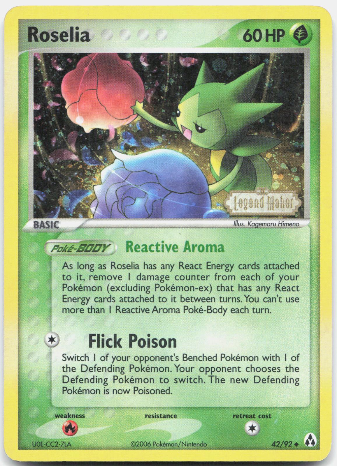 Roselia 42/92 Uncommon Legend Maker Pokemon Reverse Holo Moderately Played