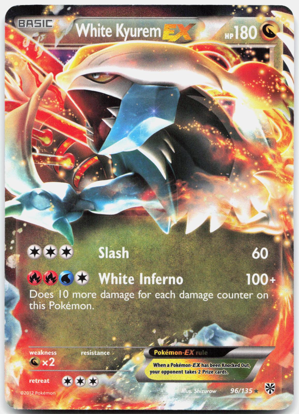 White Kyurem EX 96/135 Holo EX Rare Plasma Storm Pokemon Near Mint