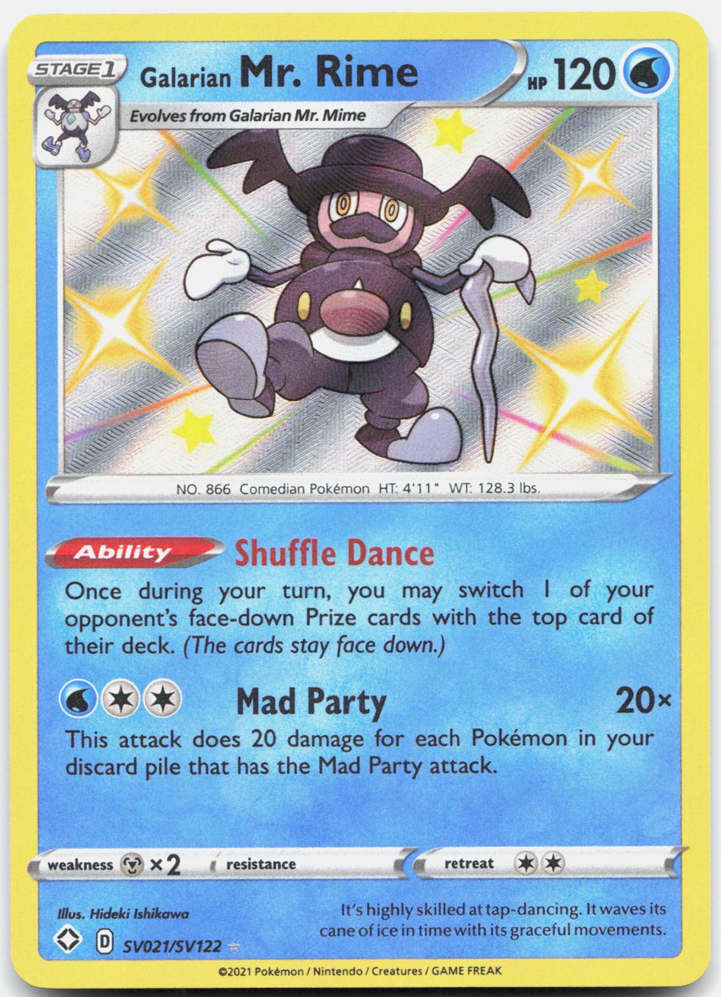 Galarian Mr. Rime SV021/SV122 Shining Fates Shiny Vault Pokemon Holo NM