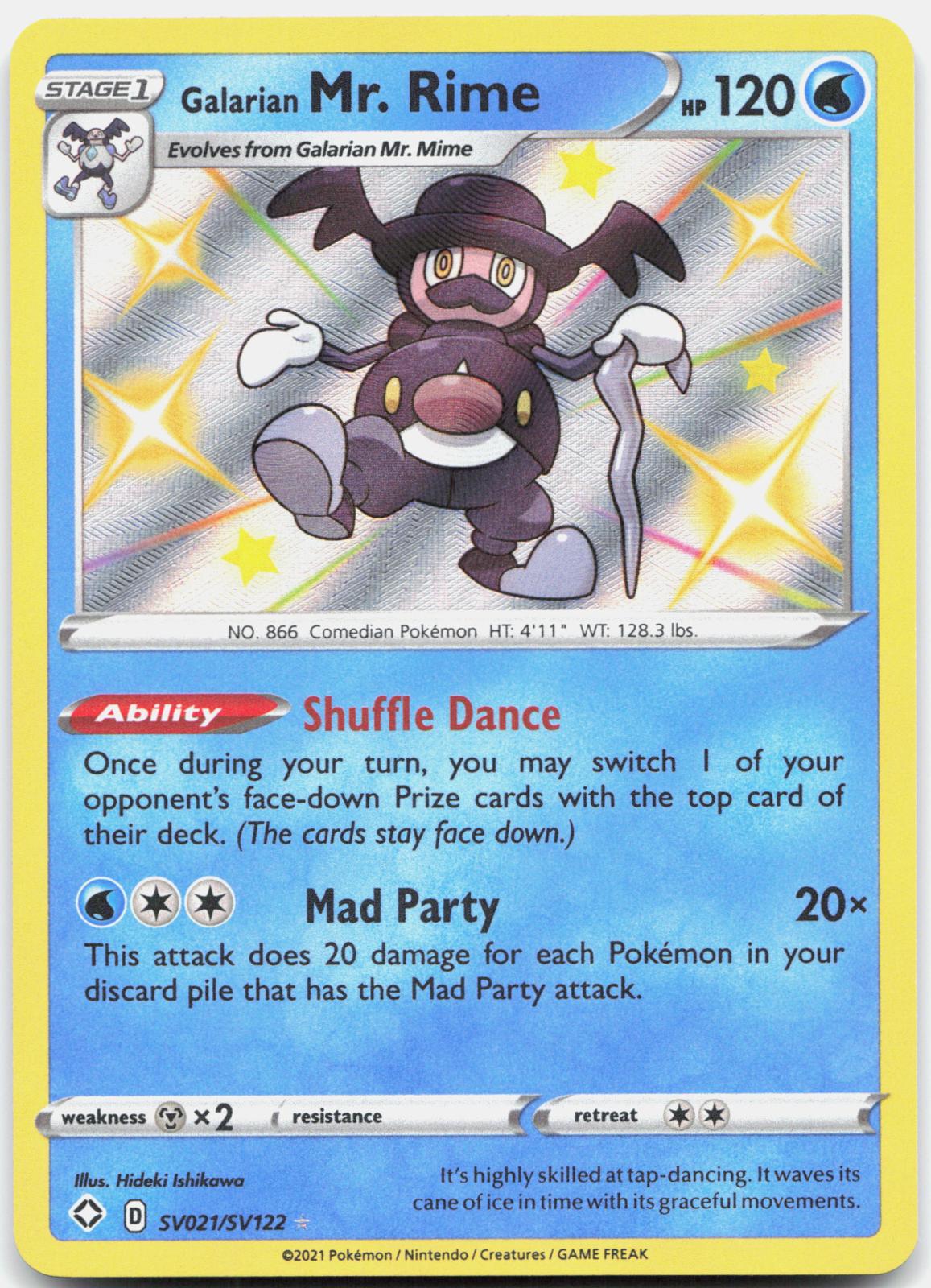 Galarian Mr. Rime SV021/SV122 Shining Fates Shiny Vault Pokemon Holo NM