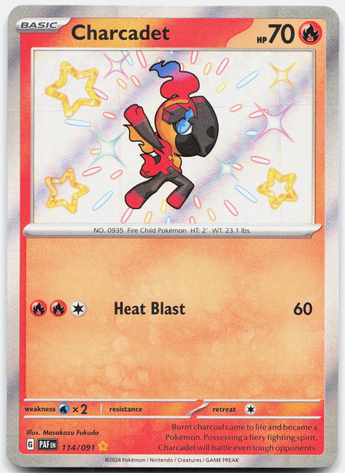 Charcadet 114/091 Shiny Rare Paldean Fates Pokemon Holo Near Mint