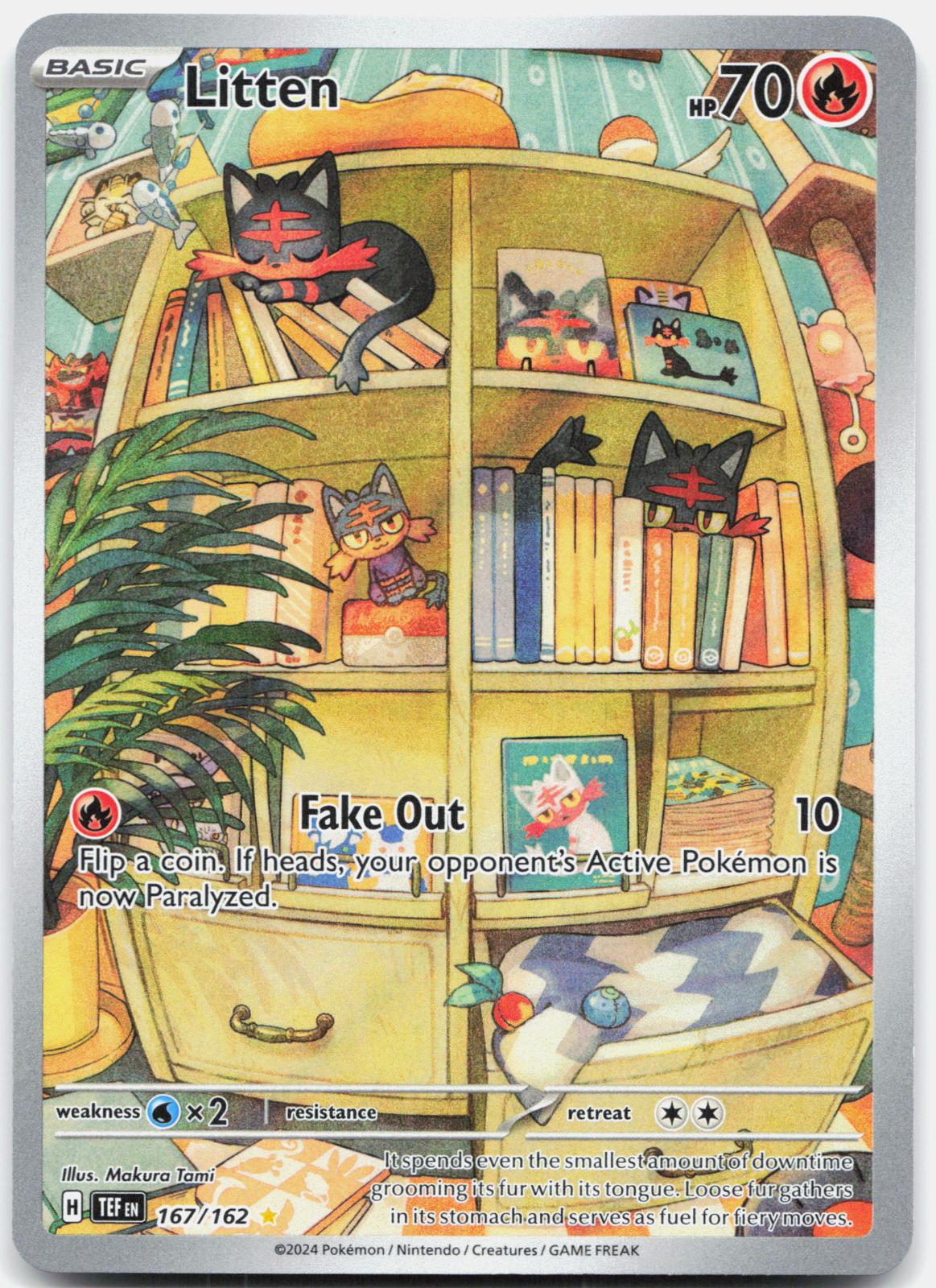Litten 167/162 Illustration Rare Temporal Forces Pokemon Holo Near Mint