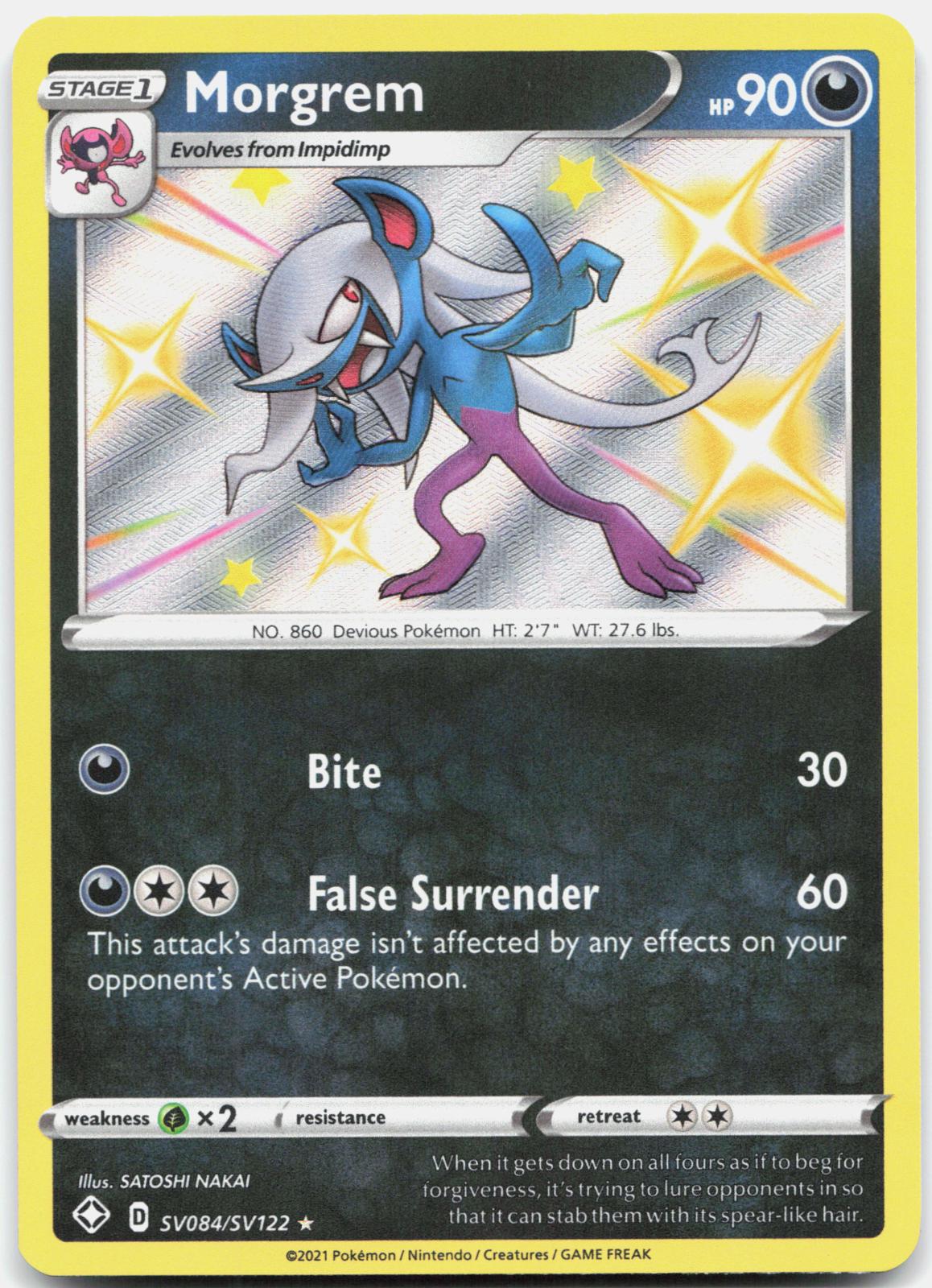 Morgrem SV084/SV122 Shiny Rare Shining Fates Shiny Vault Pokemon Holo Near Mint