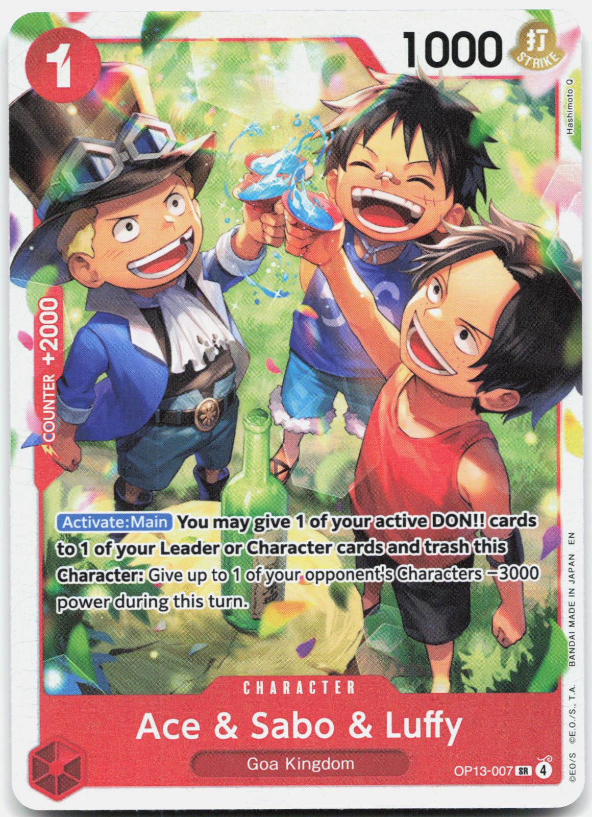 Ace & Sabo & Luffy OP13-007 Super Rare Carrying On His Will One Piece Foil NM