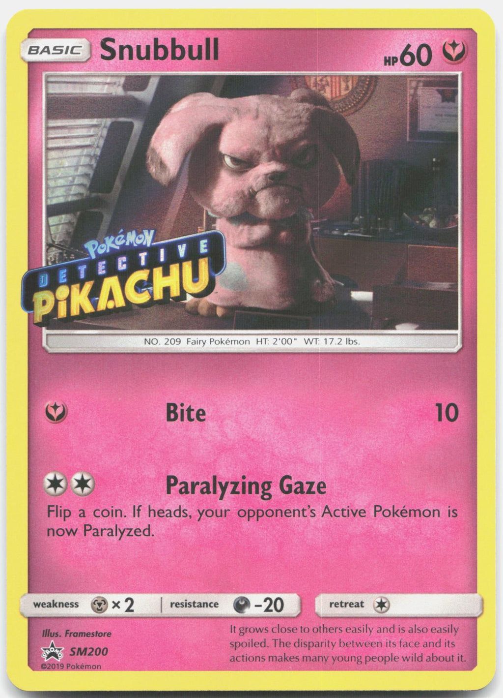 Snubbull - (Detective Pikachu Stamped) SM200 Holo Sun & Moon Promo Pokemon NM