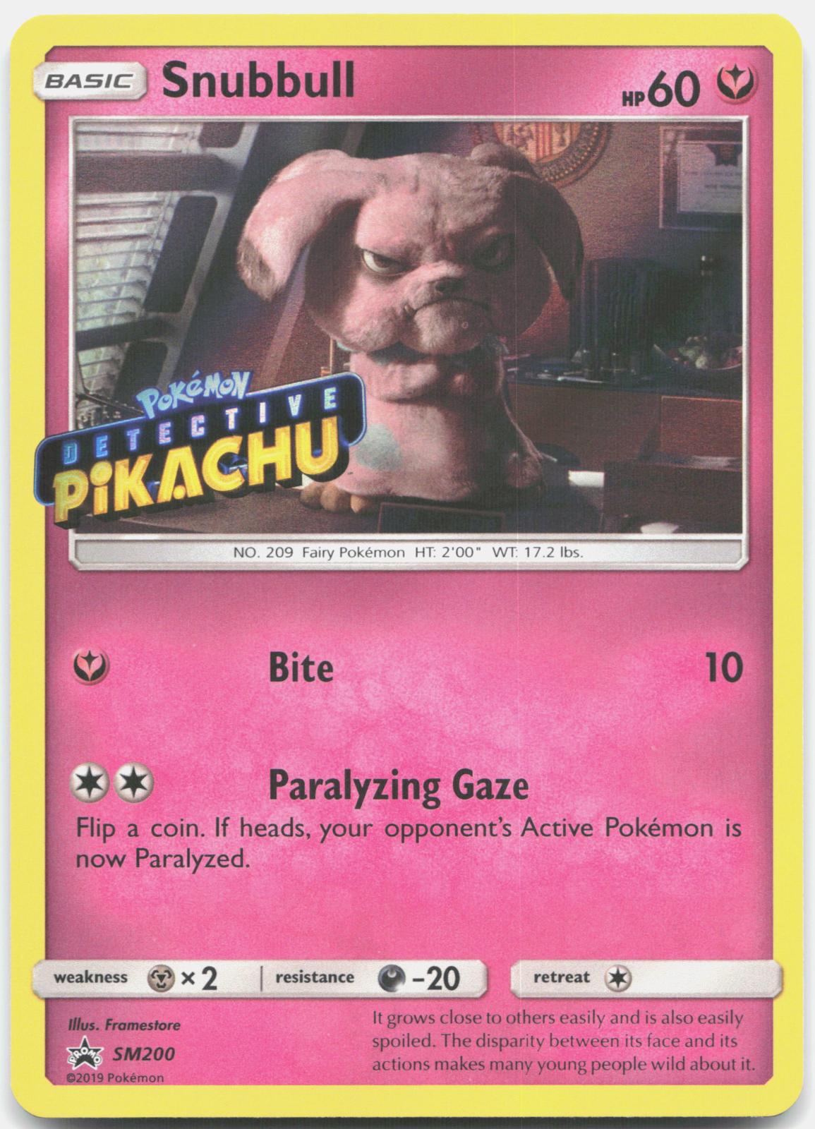 Snubbull - (Detective Pikachu Stamped) SM200 Holo Sun & Moon Promo Pokemon NM
