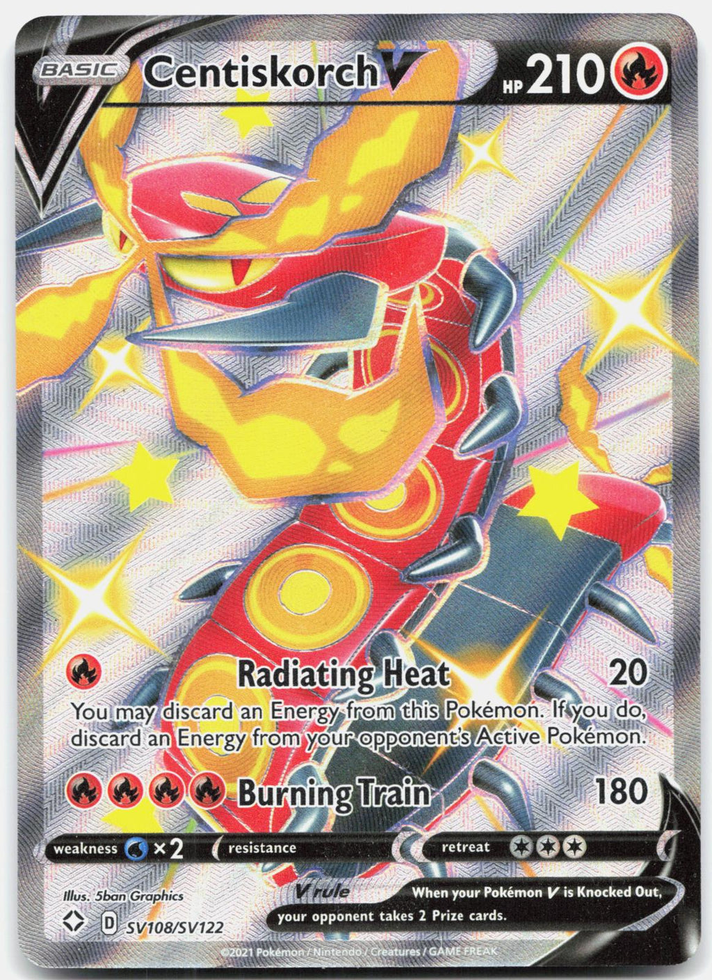 Centiskorch V SV108/SV122 Holo V Rare Shining Fates Shiny Vault Pokemon NM