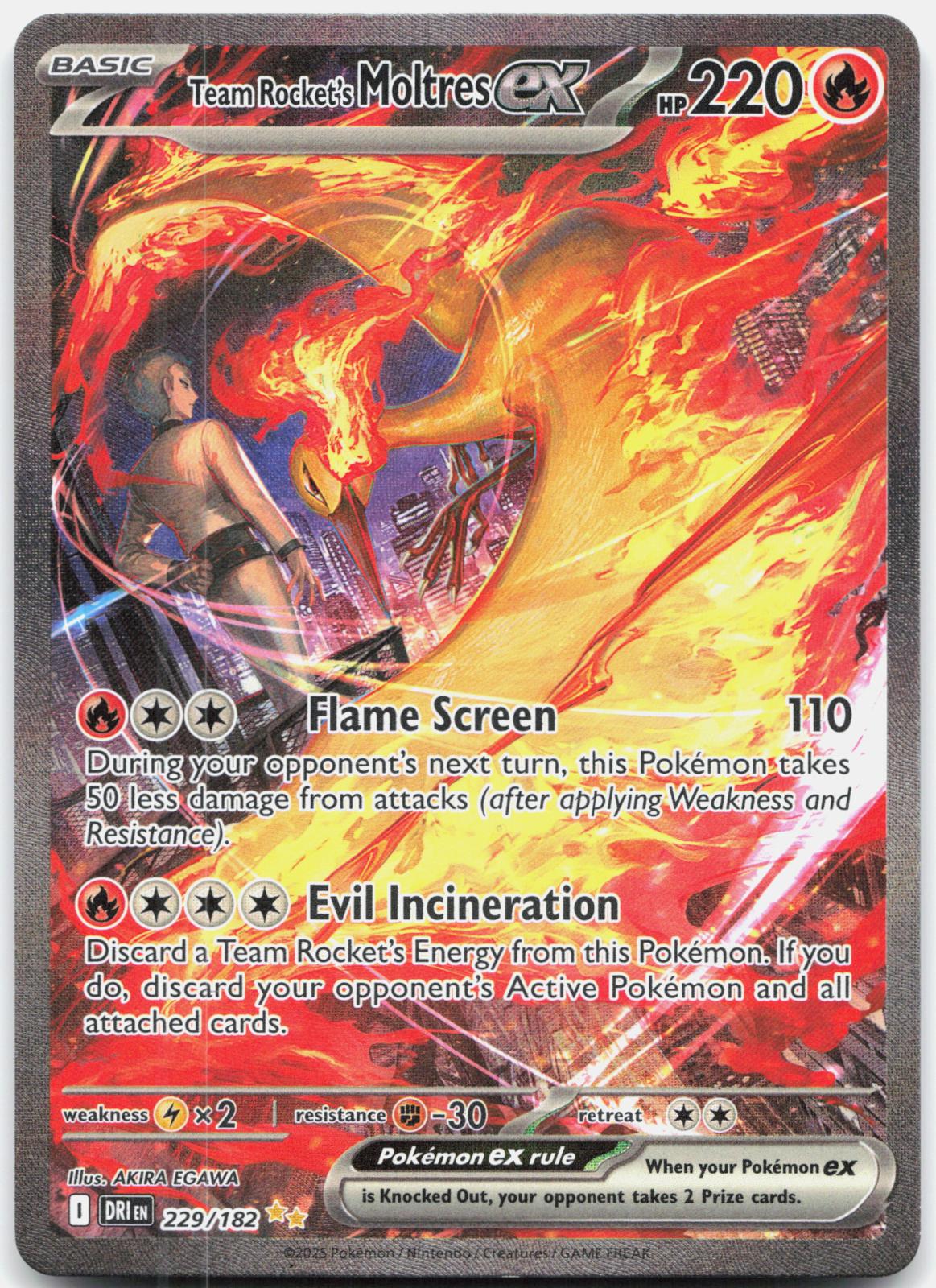 Team Rocket's Moltres ex 229/182 Destined Rivals Pokemon Holo NM