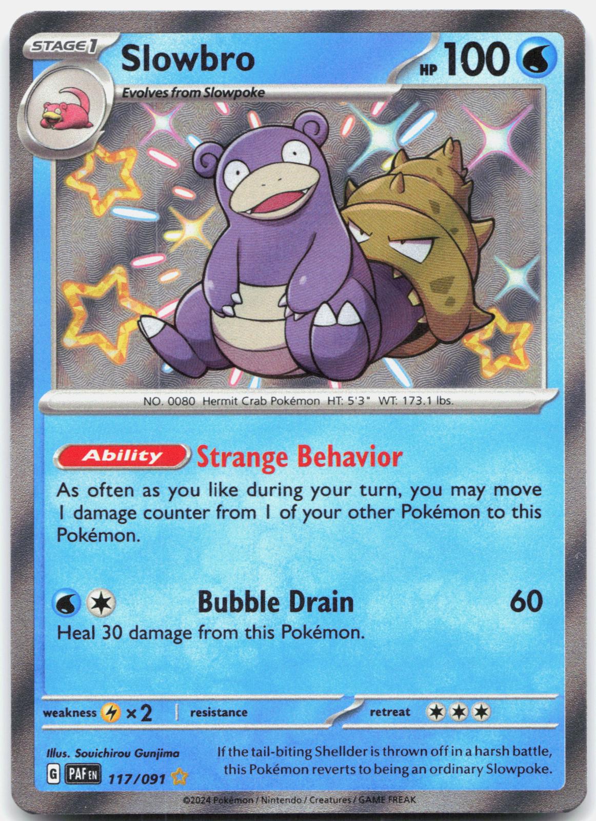 Slowbro 117/091 Shiny Rare Paldean Fates Pokemon Holo Near Mint