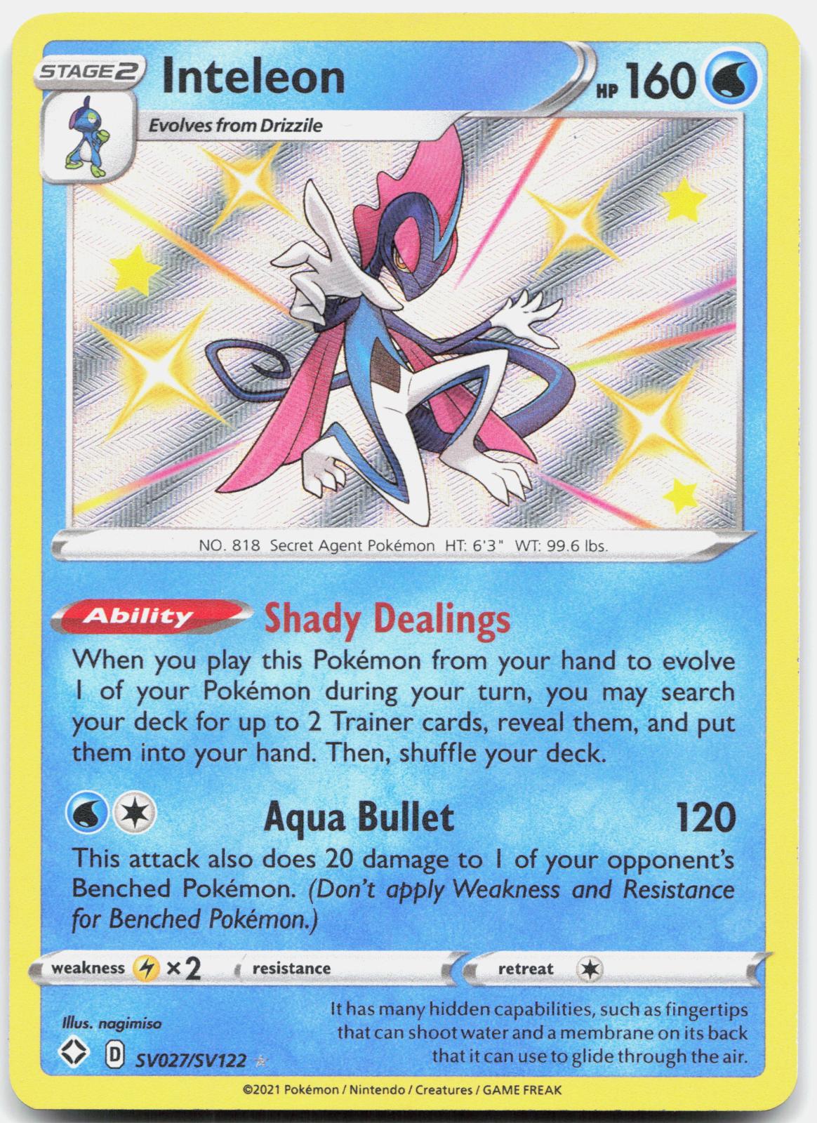 Inteleon SV027/SV122 Shiny Rare Shining Fates Shiny Vault Pokemon Holo Near Mint