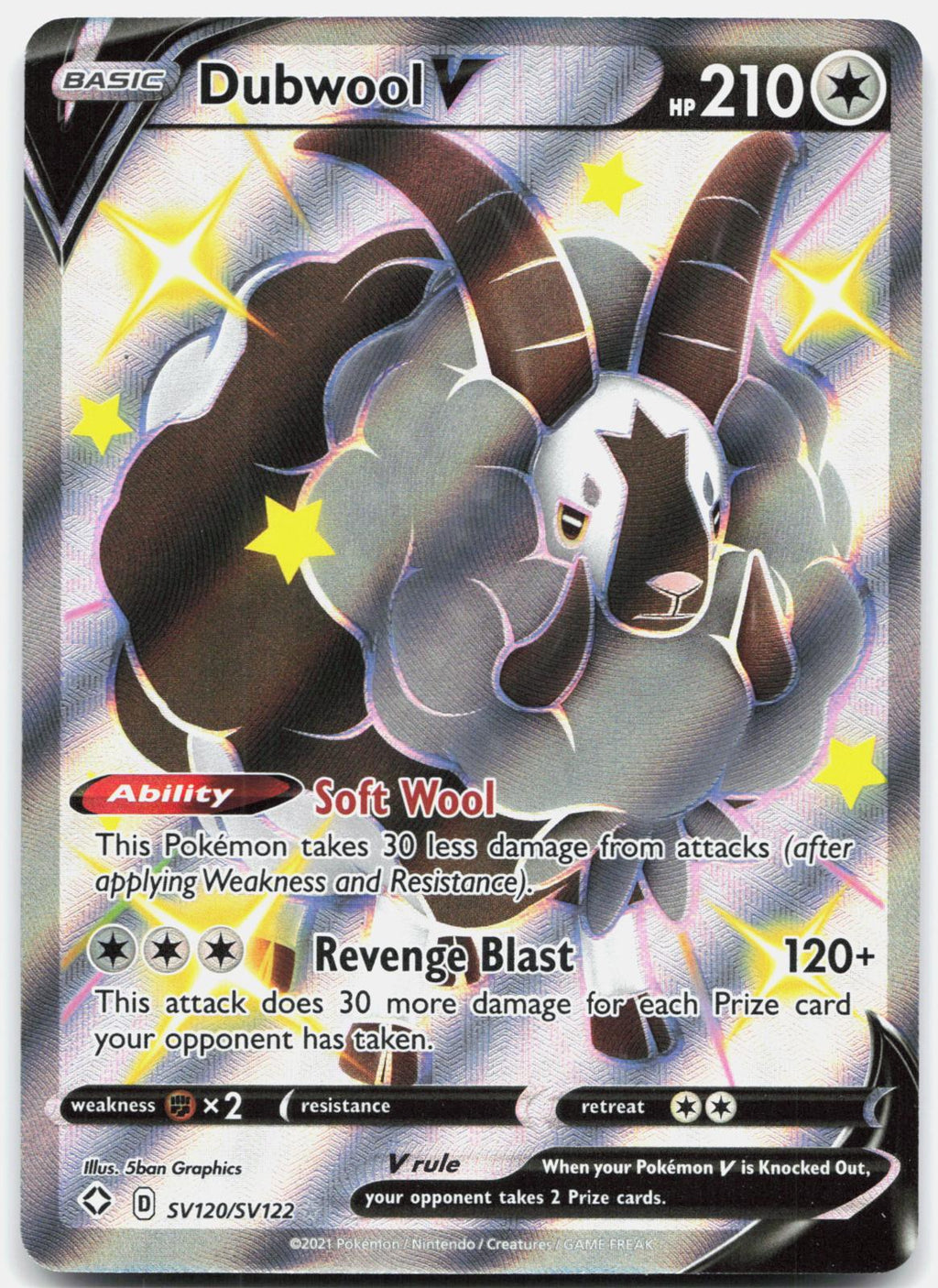 Dubwool V SV120/SV122 Holo V Rare Shining Fates Shiny Vault Pokemon Near Mint