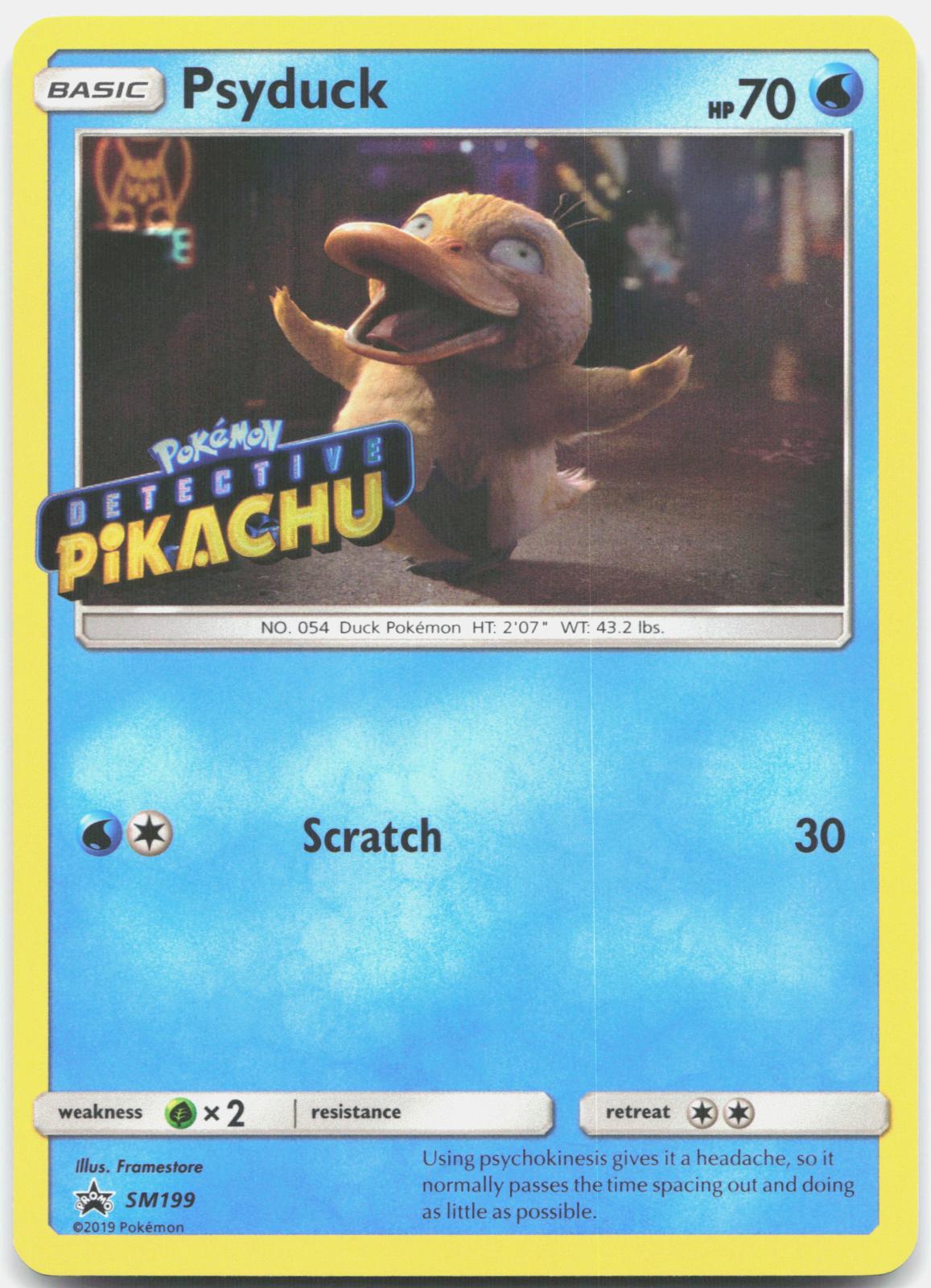Psyduck - (Detective Pikachu Stamped) SM199 Holo Sun & Moon Promo Pokemon NM