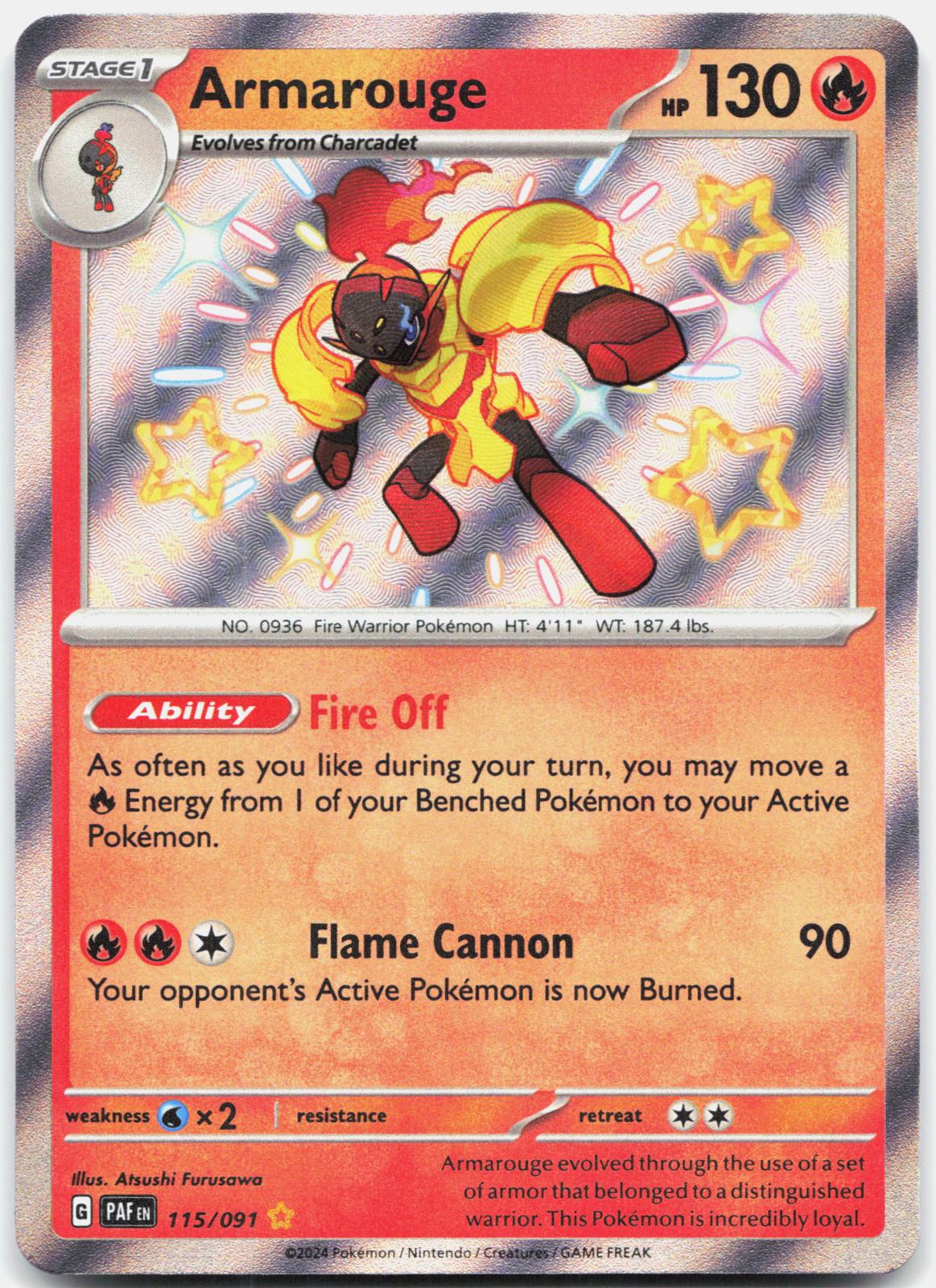 Armarouge 115/091 Shiny Rare Paldean Fates Pokemon Holo Near Mint