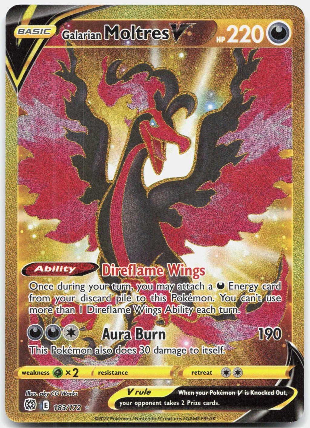 Galarian Moltres V 183/172 Secret Rare Brilliant Stars Pokemon Holo Near Mint