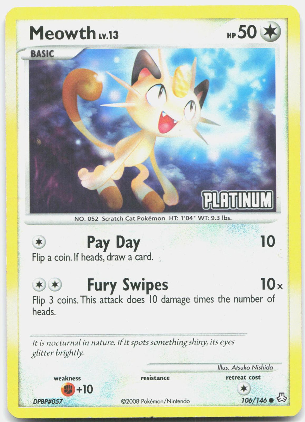 Meowth 106/146 Promo Burger King Pokemon Reverse Holo Damaged