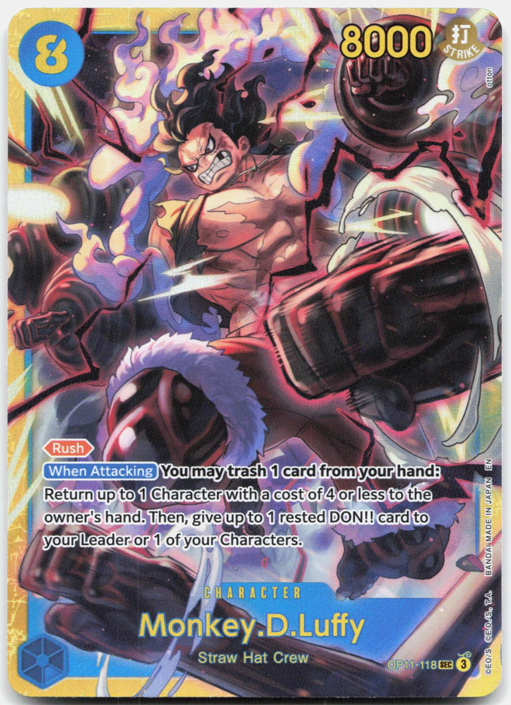 Monkey.D.Luffy (118) OP11-118 A Fist of Divine Speed One Piece Foil NM