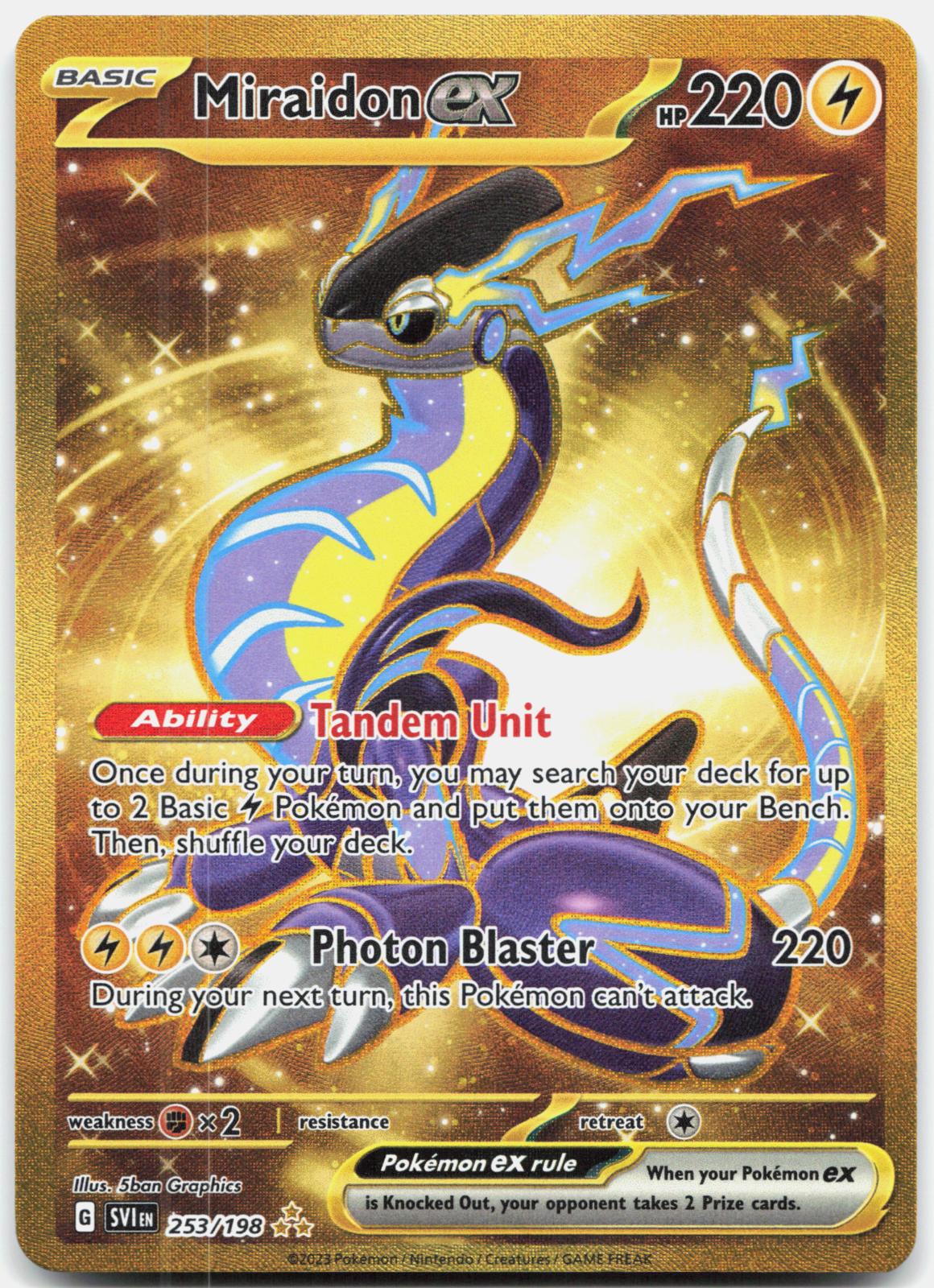 Miraidon ex 253/198 Hyper Rare Scarlet & Violet Pokemon Holo Near Mint