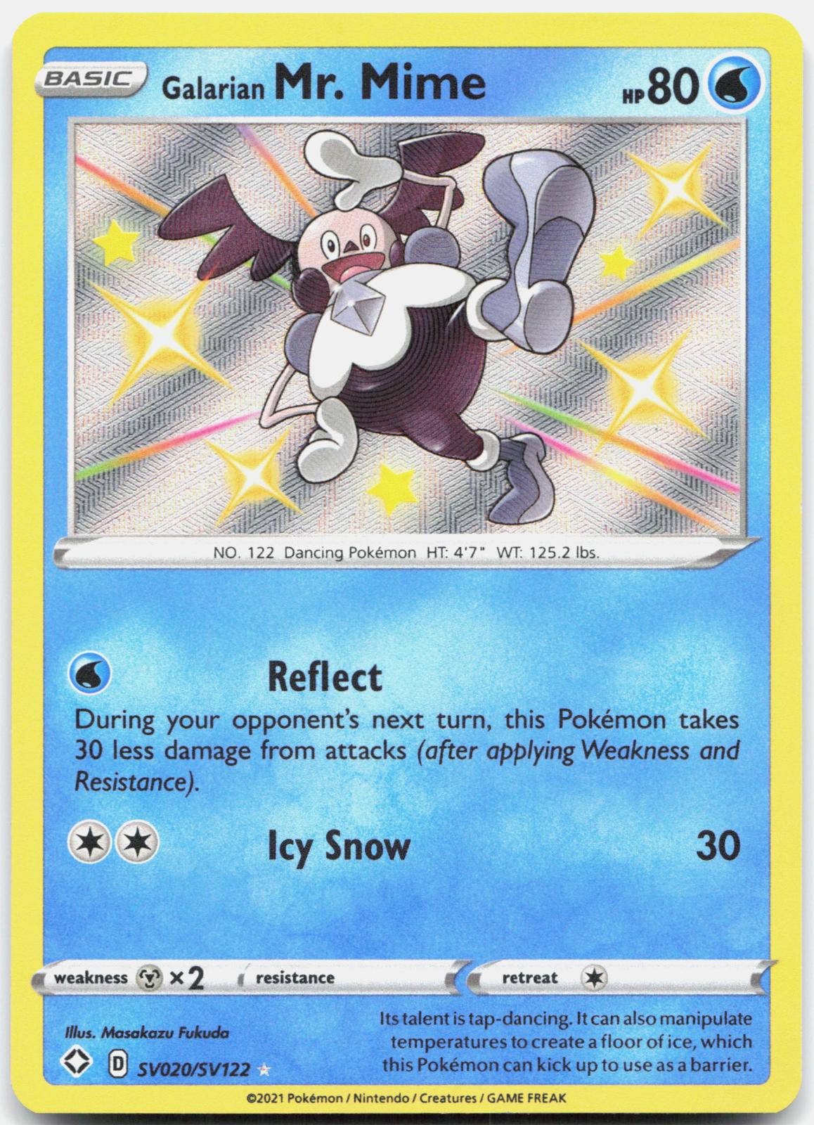 Galarian Mr. Mime SV020/SV122 Shining Fates Shiny Vault Pokemon Holo NM