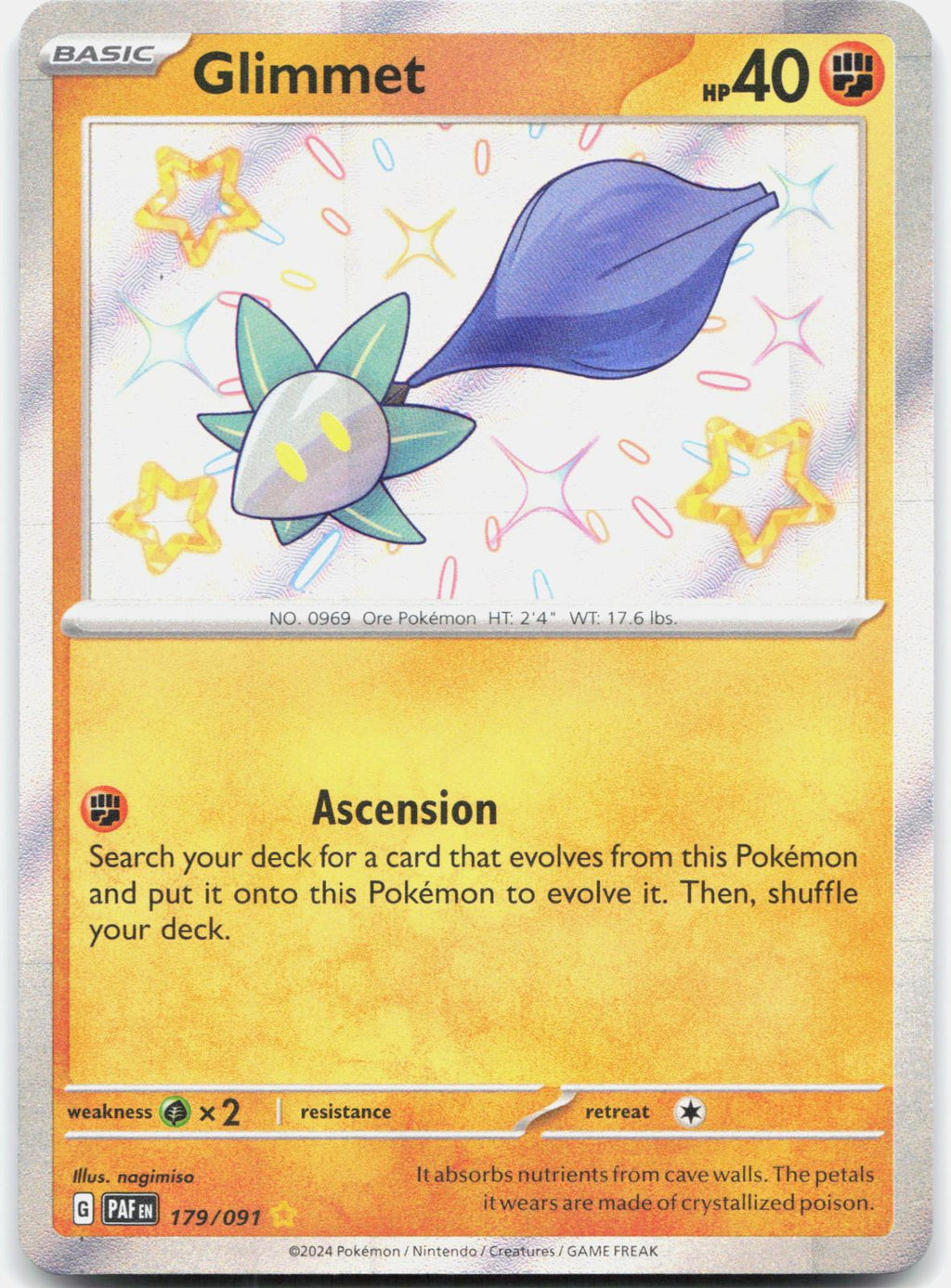 Glimmet 179/091 Shiny Rare Paldean Fates Pokemon Holo Near Mint