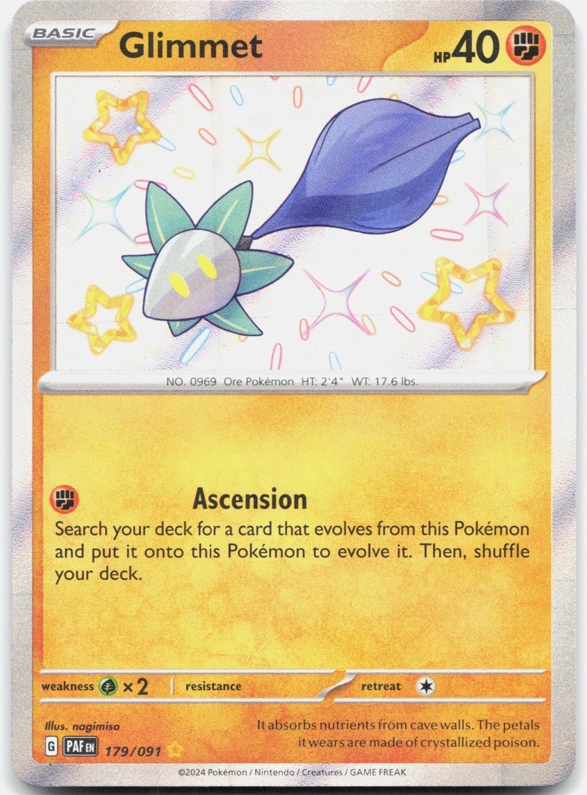 Glimmet 179/091 Shiny Rare Paldean Fates Pokemon Holo Near Mint