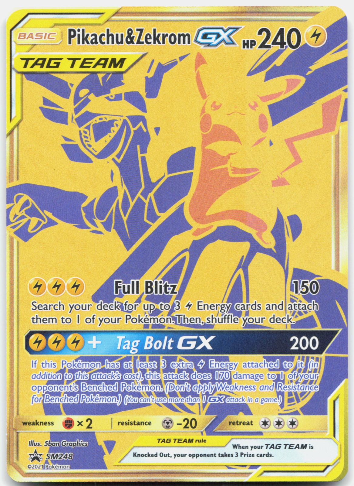 Pikachu & Zekrom GX - SM248 Holo Promo Sun & Moon Promo Pokemon Near Mint