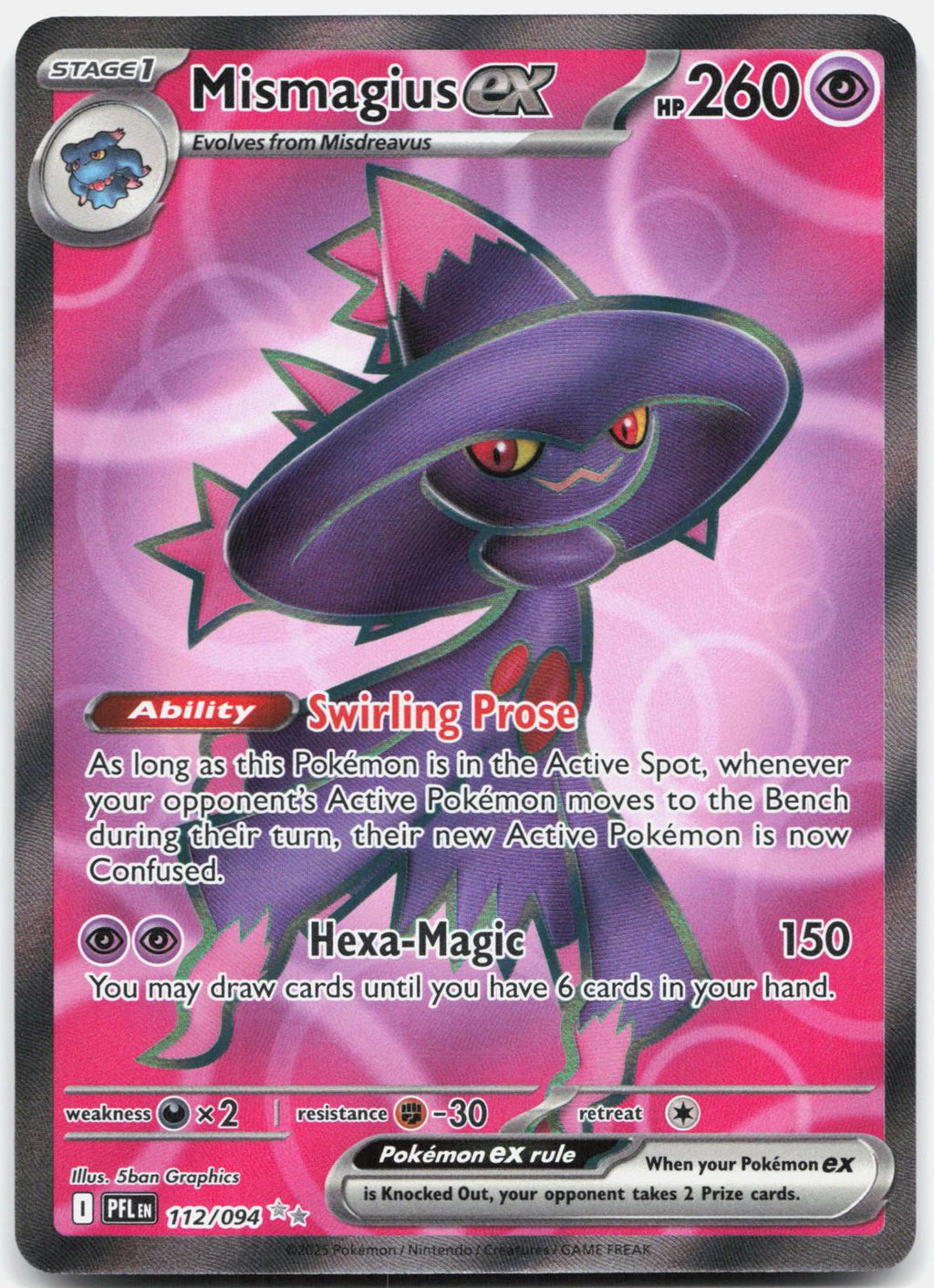 Mismagius ex 112/094 Ultra Rare Phantasmal Flames Pokemon Holo Near Mint