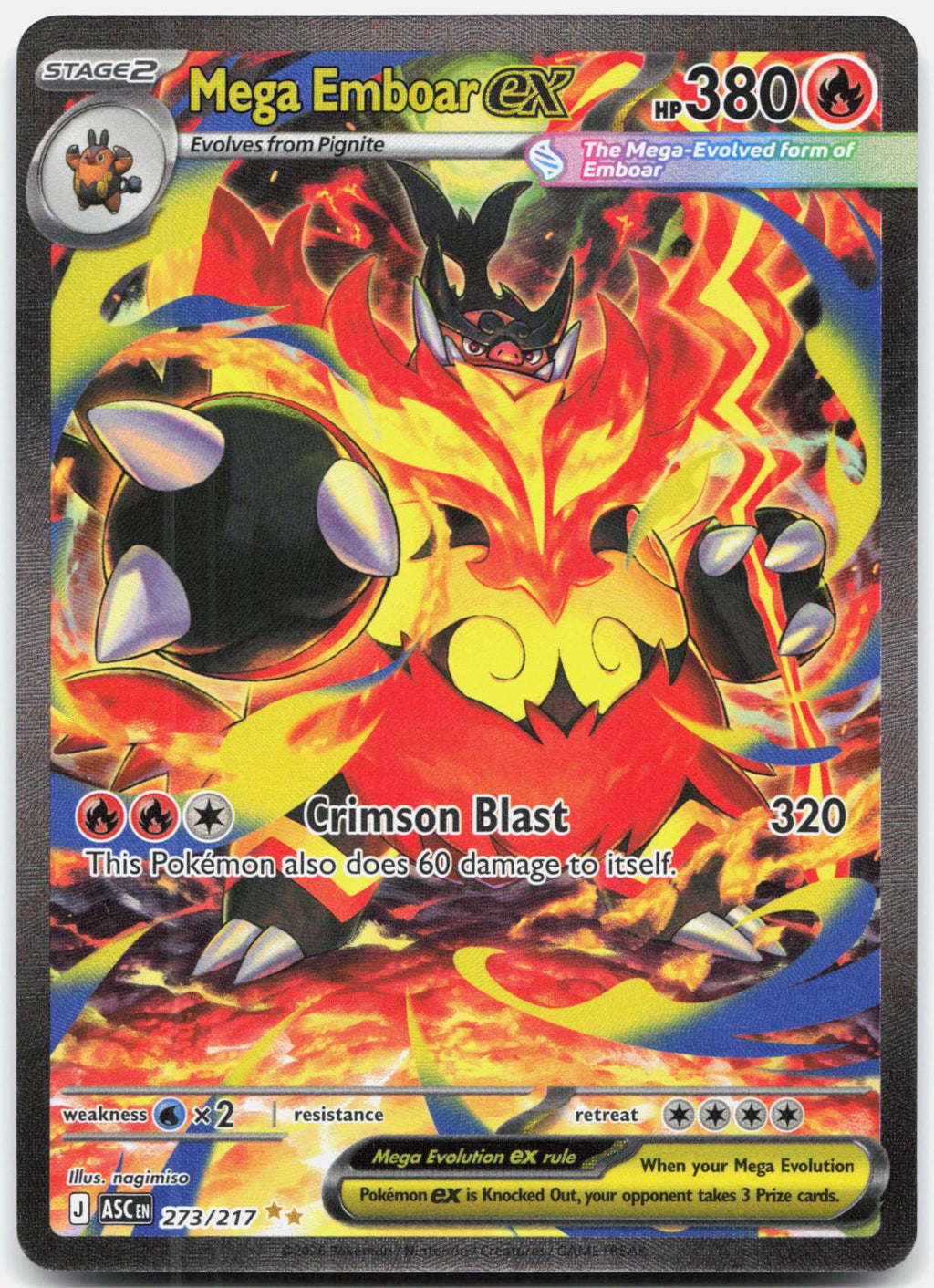 Mega Emboar ex 273/217 Special Illustration Rare Ascended Heroes Pokemon Holo NM