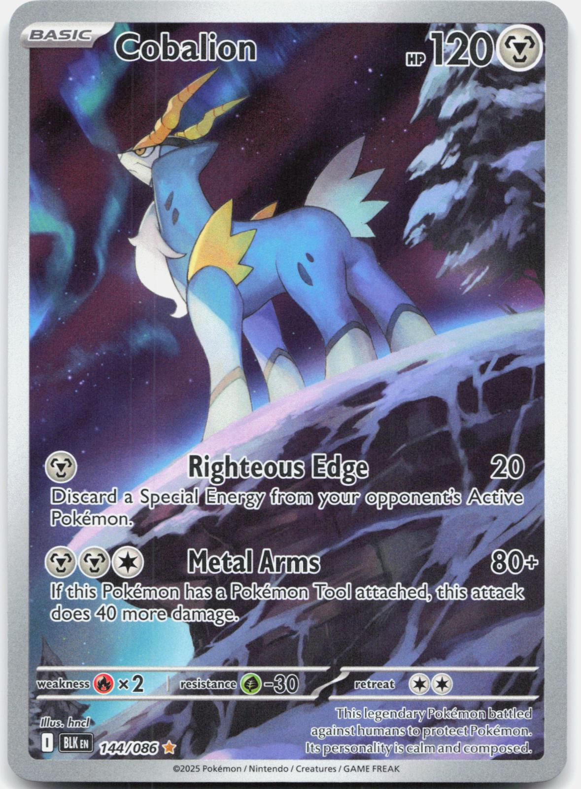 Cobalion 144/086 Holo Illustration Rare Black Bolt Pokemon Near Mint