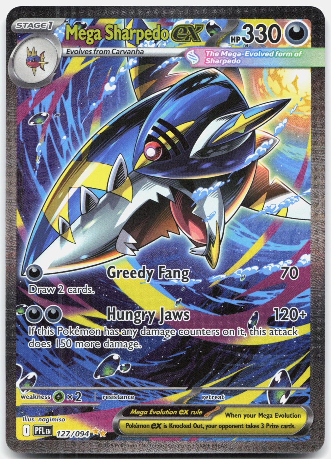 Mega Sharpedo ex 127/094 Phantasmal Flames Pokemon Holo NM