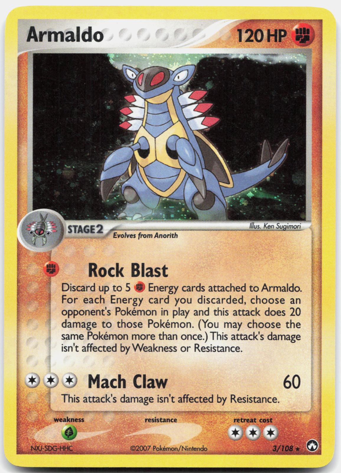 Armaldo 3/108 Holo Rare Power Keepers Pokemon Moderately Played