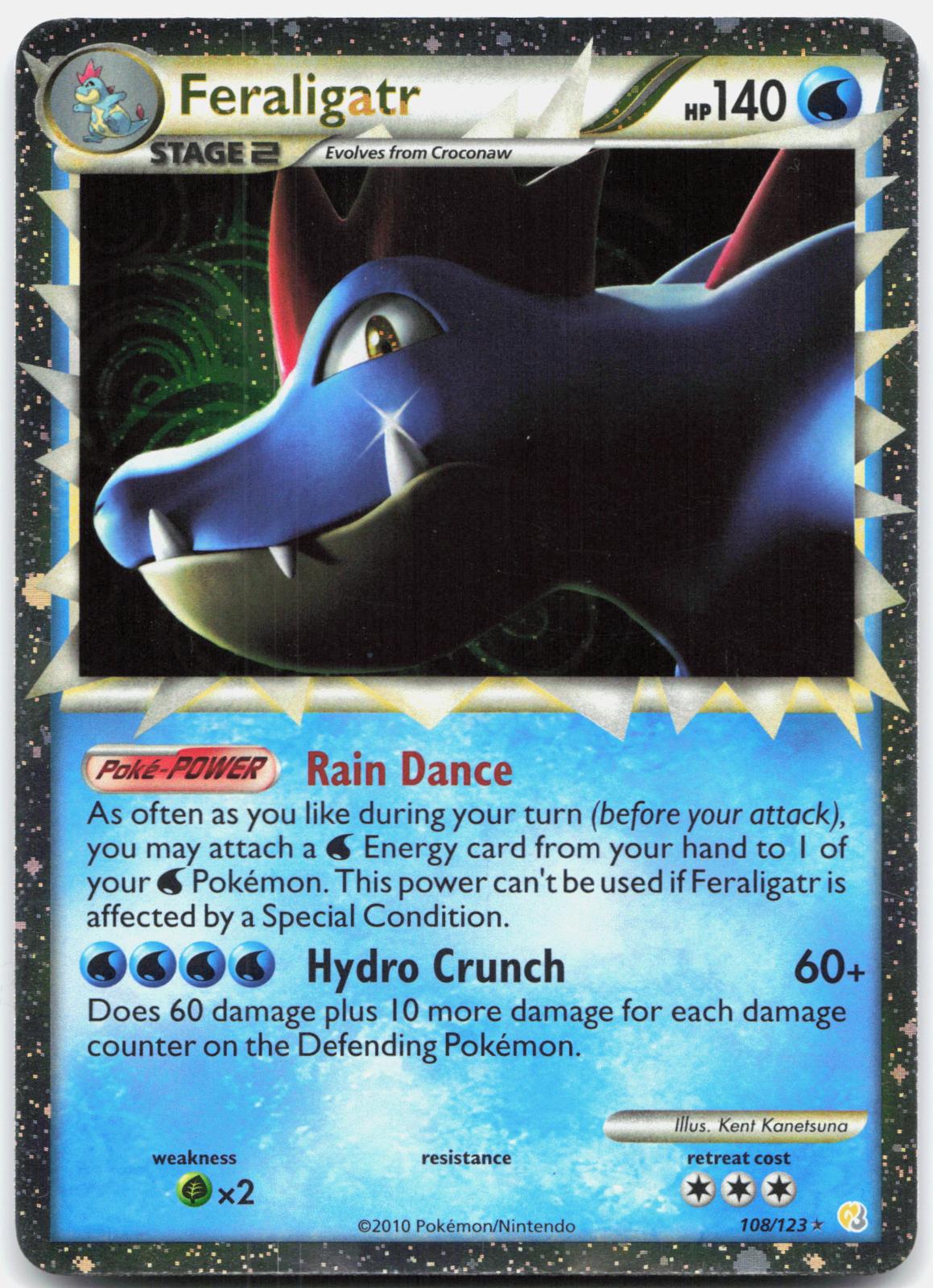 Feraligatr 108/123 Prime Rare HeartGold & SoulSilver Pokemon Holo Lightly Played