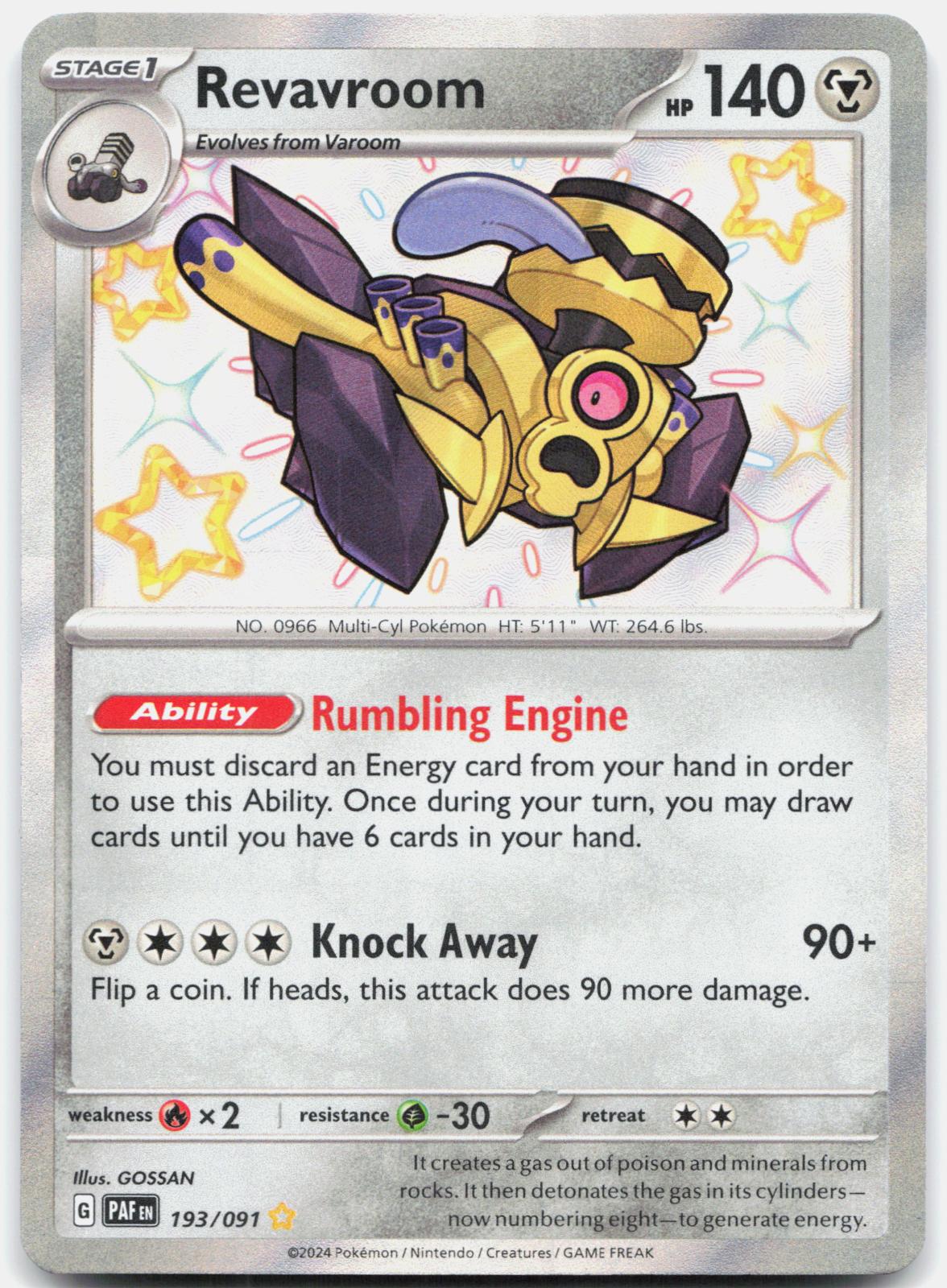 Revavroom 193/091 Shiny Rare Paldean Fates Pokemon Holo Near Mint