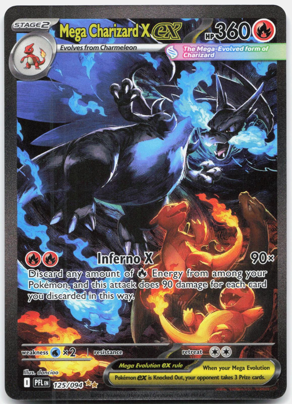 Mega Charizard X ex 125/094 Phantasmal Flames Pokemon Holo NM