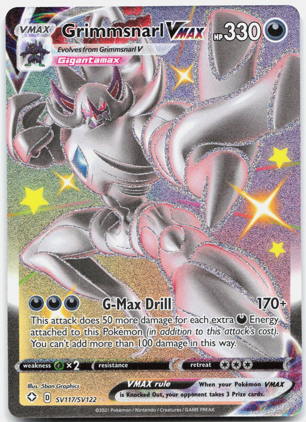 Grimmsnarl VMAX SV117/SV122 Holo VMAX Rare Shining Fates Shiny Vault Pokemon NM