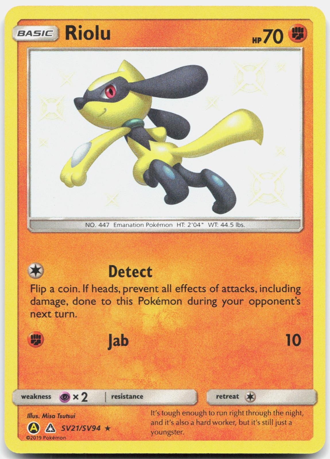 Riolu SV21/SV94 Shiny Rare Hidden Fates Shiny Vault Pokemon Holo Near Mint