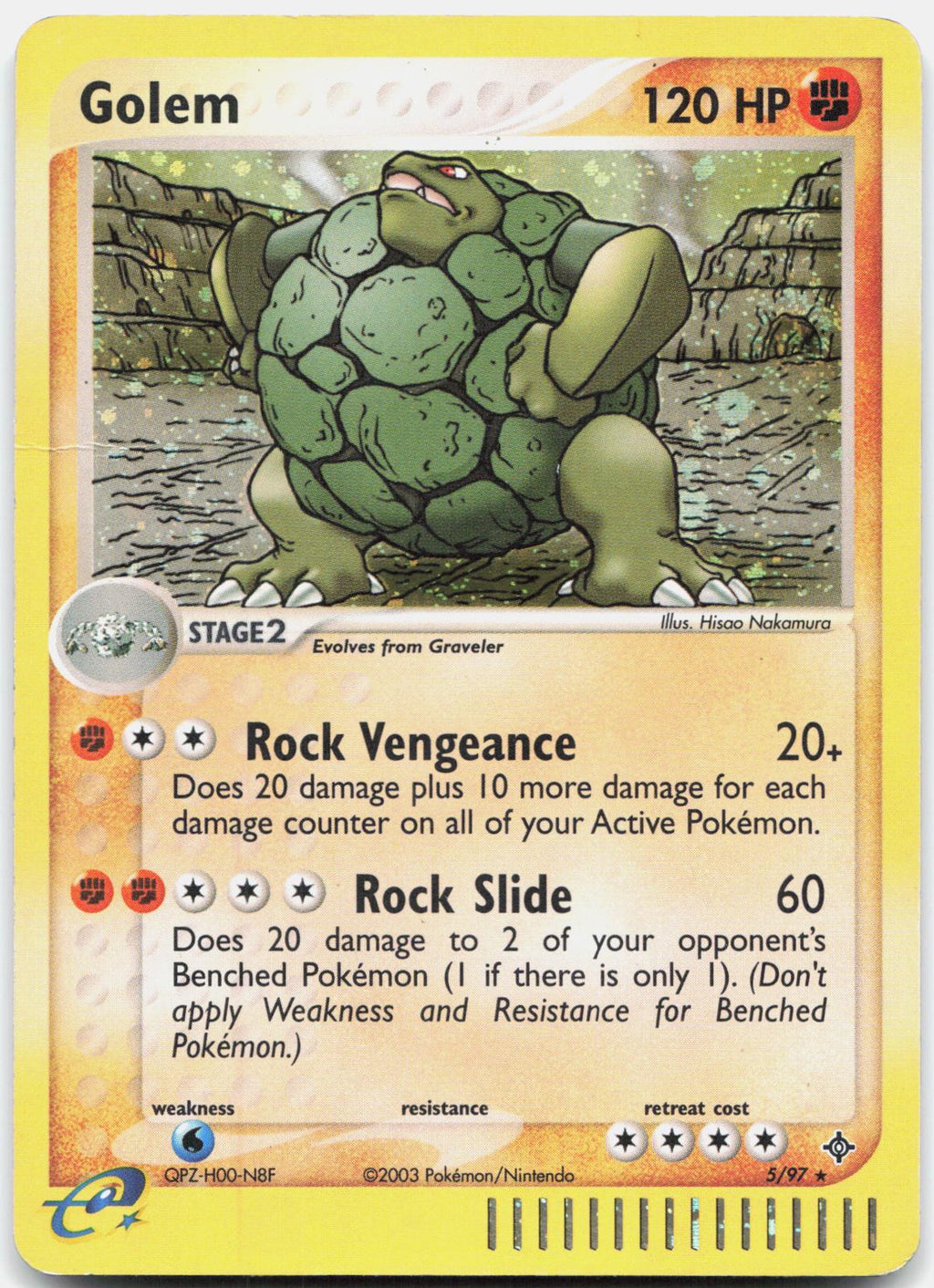 Golem 5/97 Holo Rare Dragon Pokemon Damaged