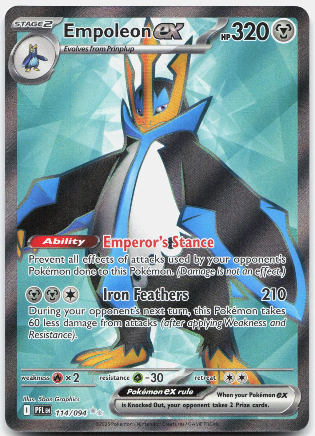 Empoleon ex 114/094 Ultra Rare Phantasmal Flames Pokemon Holo Near Mint