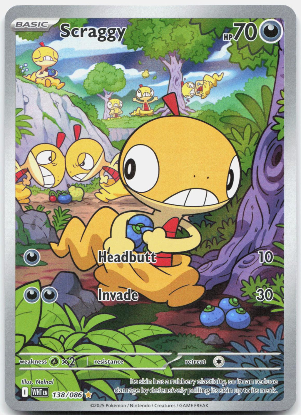 Scraggy 138/086 Holo Illustration Rare White Flare Pokemon Near Mint